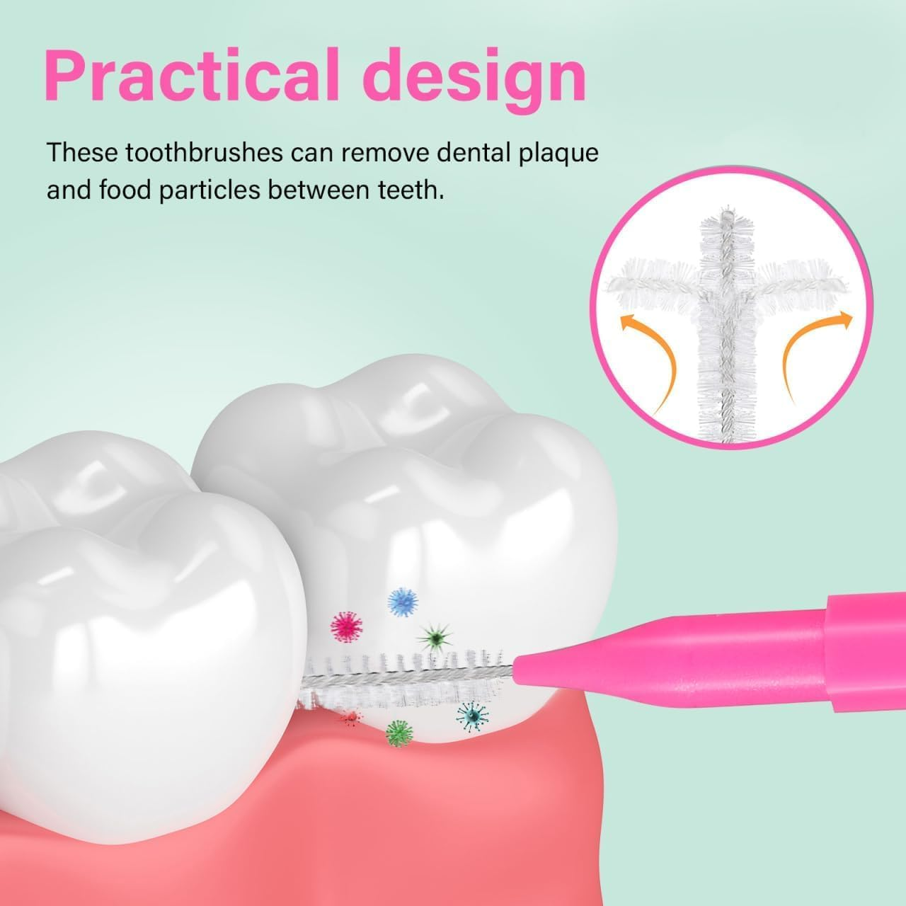 125 Pcs Interdental Brush for Braces &ndash; Dental Tooth Flossing Heads, Soft & Disposable Oral Hygiene Flossers &ndash; Teeth Cleaners, Floss Picks, Orthodontic Tools image number 2