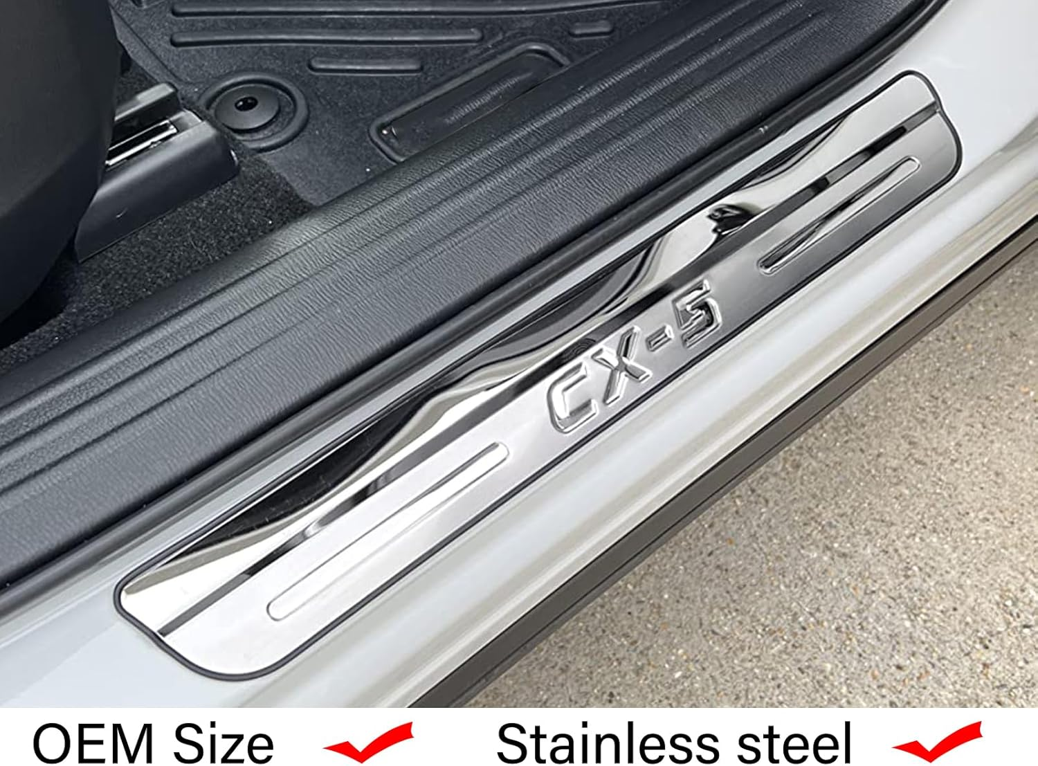 GZBFTDH Car Door Sill Scuff Protector, for Mazda Cx-5 Cx5 2017-2022 Accessories Parts, Stainless Steel with Abs Plastic Door Entry Guard Plate Trim Cover, Auto Interior Accessory Kick Panels 4Pcs Set