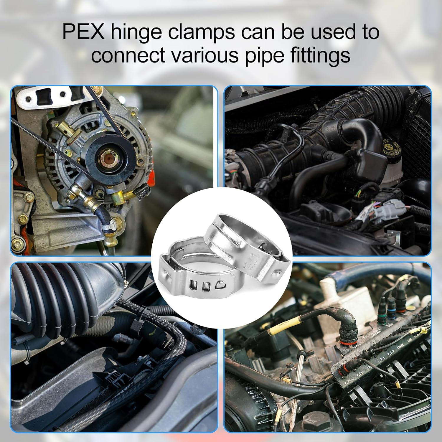 50 Pcs Pex Crimp Ring, 1/2 Inch Pex Cinch Clamps Shark Bite Pex Cinch Clamps Pex Cinch Crimp Rings Stainless Steel Pinch Crimp Rings for Pex Fittings Connection image number 1