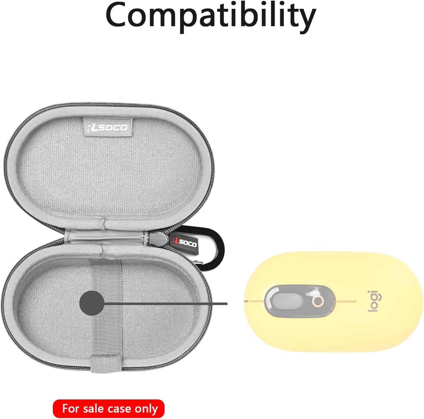 RLSOCO Carrying Case for Logitech Pebble Mouse 2/Pop/Pebble Bluetooth Wireless Mouse with Keychain - Purple (Case Only) - Black image number 4