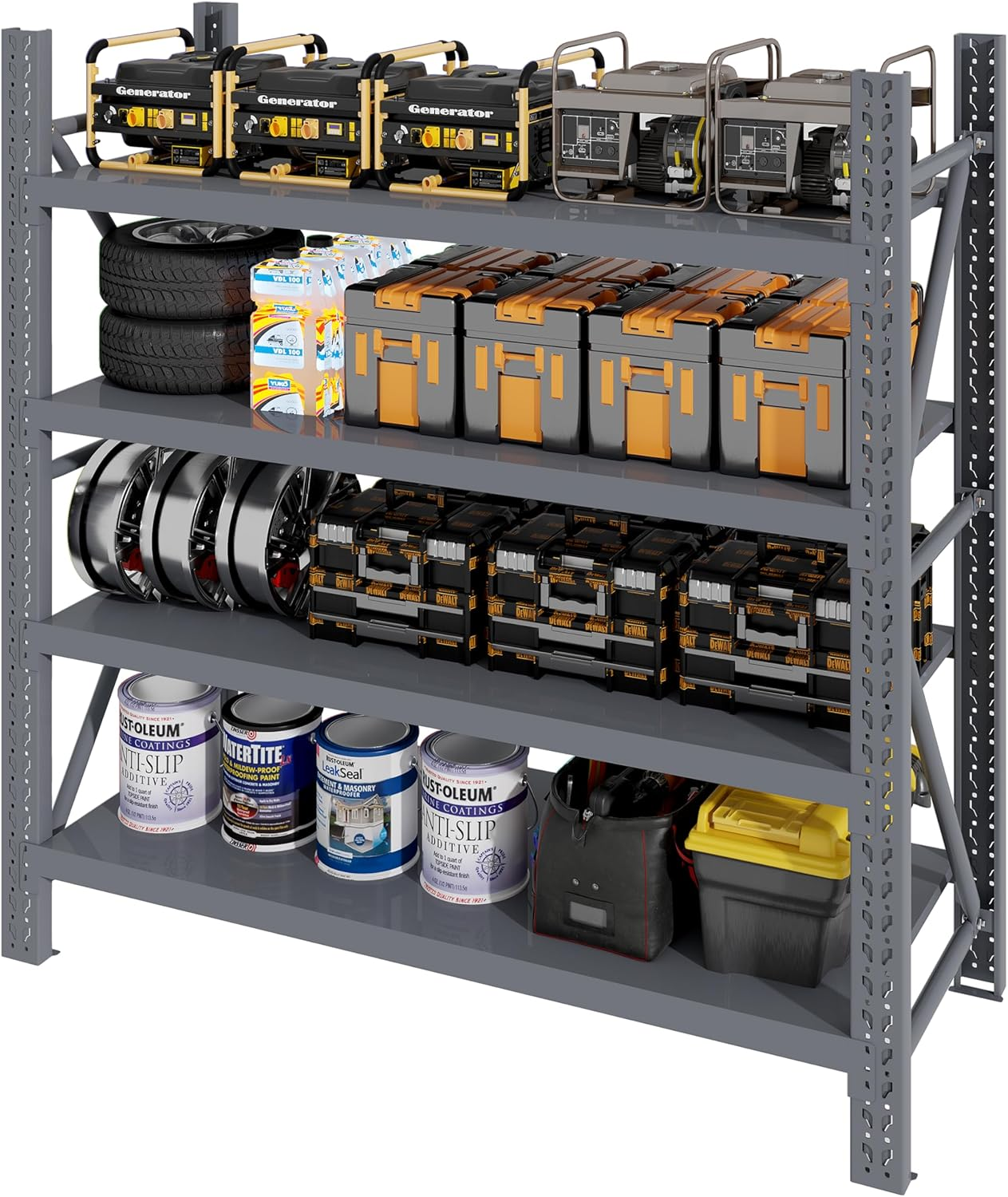 1.5M X 2.4M Heavy Duty Metal Warehouse Garage Shelving System 800KG Storage Racking (Charcoal) image number 5