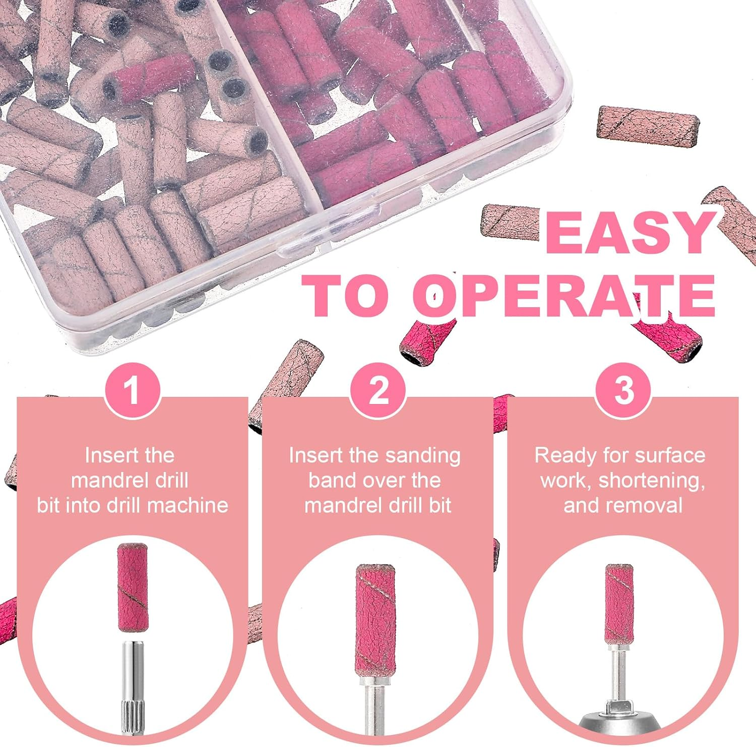 Pack of 120 Small Nail Sanding Belts, 240 Grit and 180 Grit Sanding Belts for Nail Drill, Mini Sanding Sleeves Nail Cutter, Sanding Caps Nail Cutter Attachment for Professional Manicure Pedicure