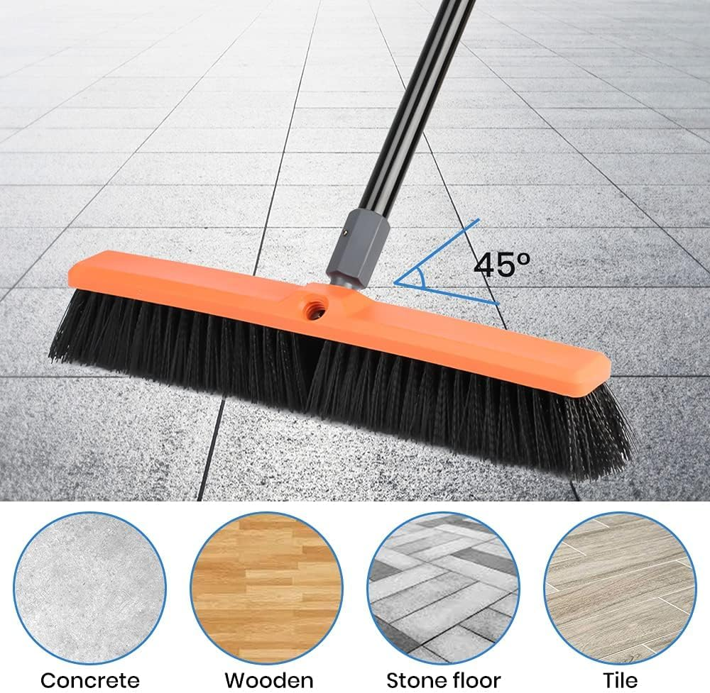 Treelen 18 Inch Outdoor Sliding Broom - Heavy Duty Broom for Driveways, Walkways, Patios and Decks, Cleans Dirt, Sediment, Sand, Mud, Leaves and Water image number 4