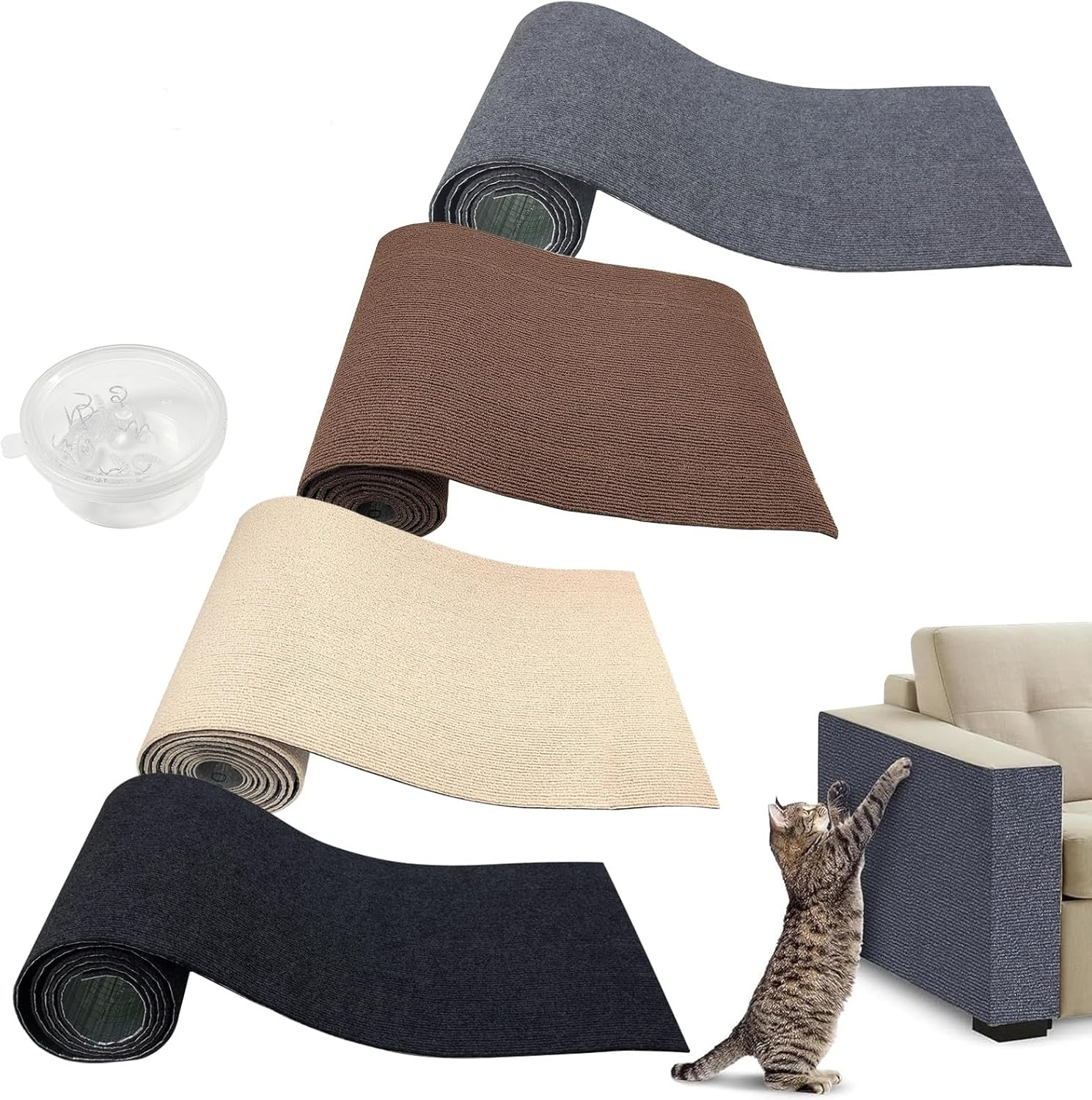 Self-Adhesive Cat Scratching Boards, Cat Scratching Mat, Cat Wall, DIY Trimmable Carpet Mat Pad Cat Scratching Boards, Cat Sofa Cat Rug for Scratching Post (4 Pieces, 100 Cm X 30 Cm)