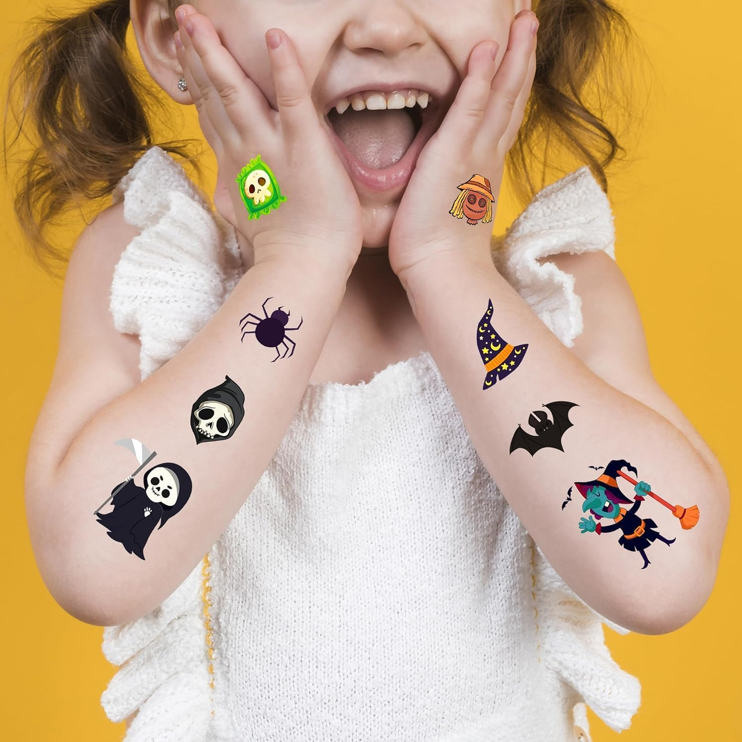 Halloween Temporary Tattoos for Kids - 120 Pieces Halloween Trick or Treat Fake Tattoos Stickers for Boys and Girls,Halloween Party Favors for Kids Assorted Goodies Tattoos Goody Bag Stuffers image number 2