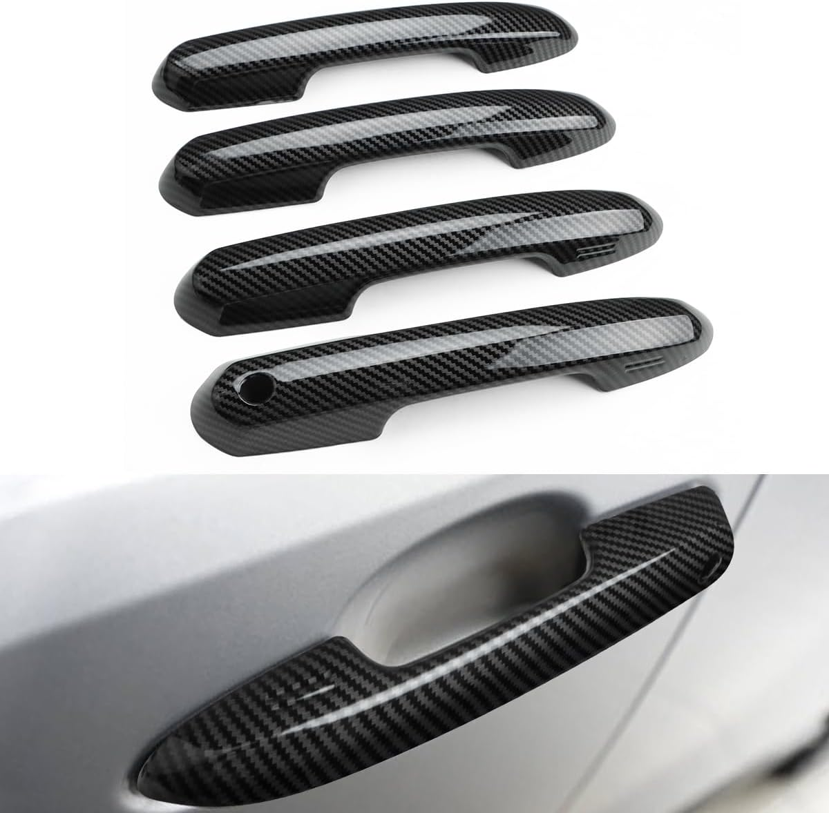 DLOVEG Upgraded Snap-On Door Handle Cover Compatible for 2019-2024 2025 Toyota Rav4 Accessories for Highlander 2020-2024 2025 No Adhesive Black Handle Protectors Matte Black