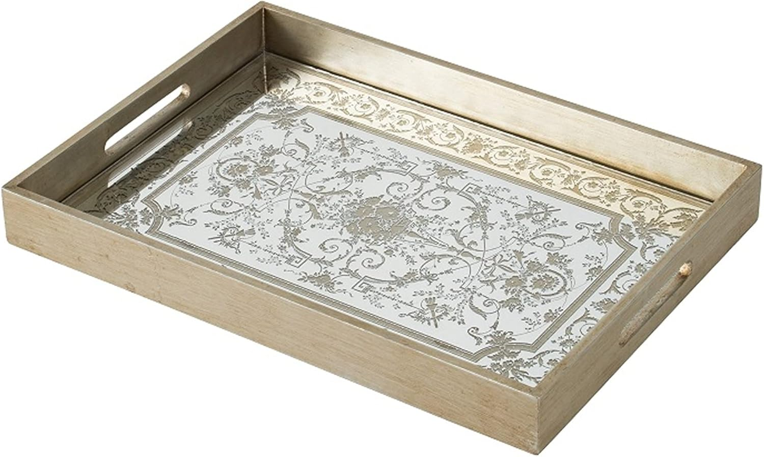 Dasch Design Rectangular Mirrored Tray, Floral image number 2