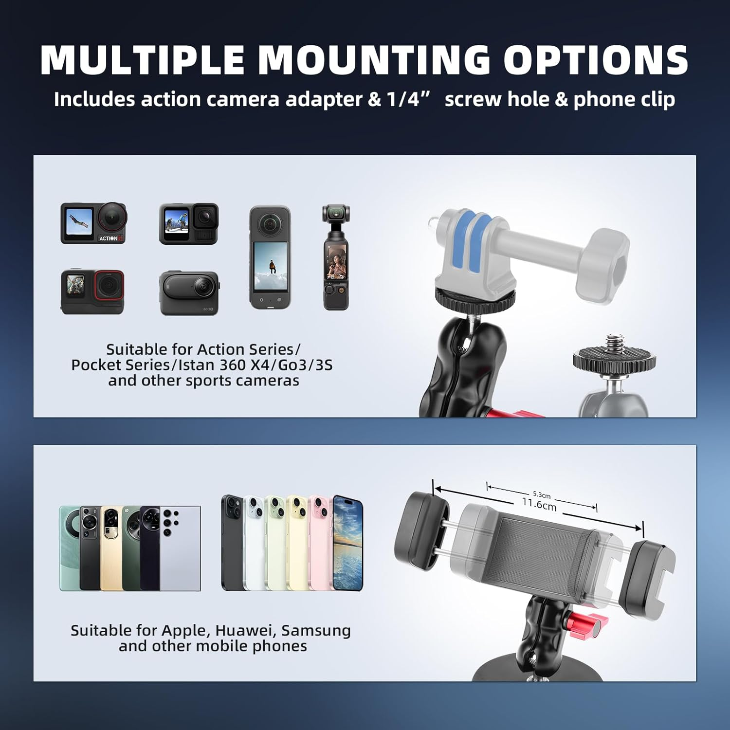 Flymile Magnetic Camera Mount Base for DJI Osmo Action 5 Pro 4 3/Pocket 3,Magnetic Rubber Coating Car Holder, 360&deg;Adjustment Magnetic Stand for Gopro,For Insta360 X5/X4,For AKASO Accessories image number 3