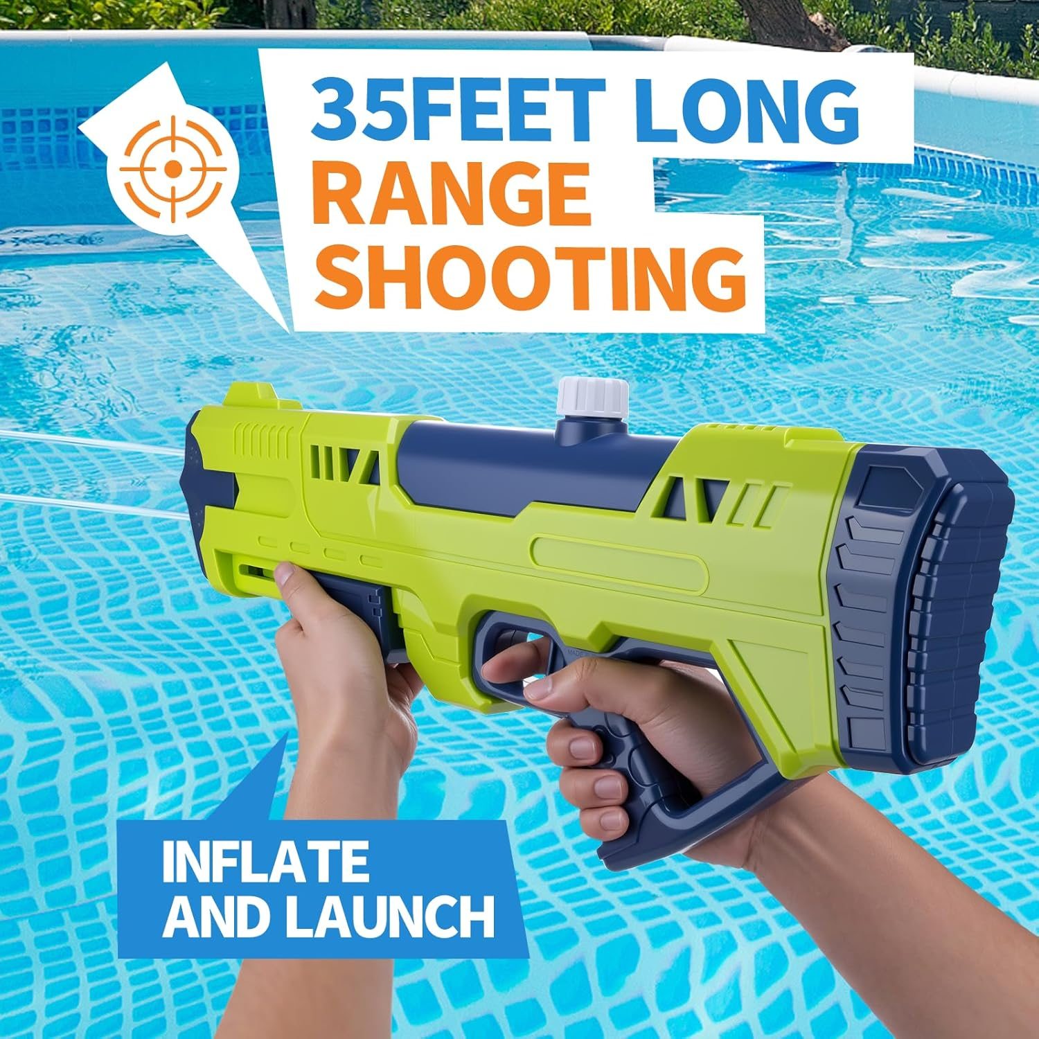 2 Pcs Water Guns for Kids, 1800Ml Big Water Pistol Squirt Guns for Toddlers, Water Blaster Toys for Boys Girls, Summer Toys for Outdoor Indoor Swimming Pool Beach Game image number 3