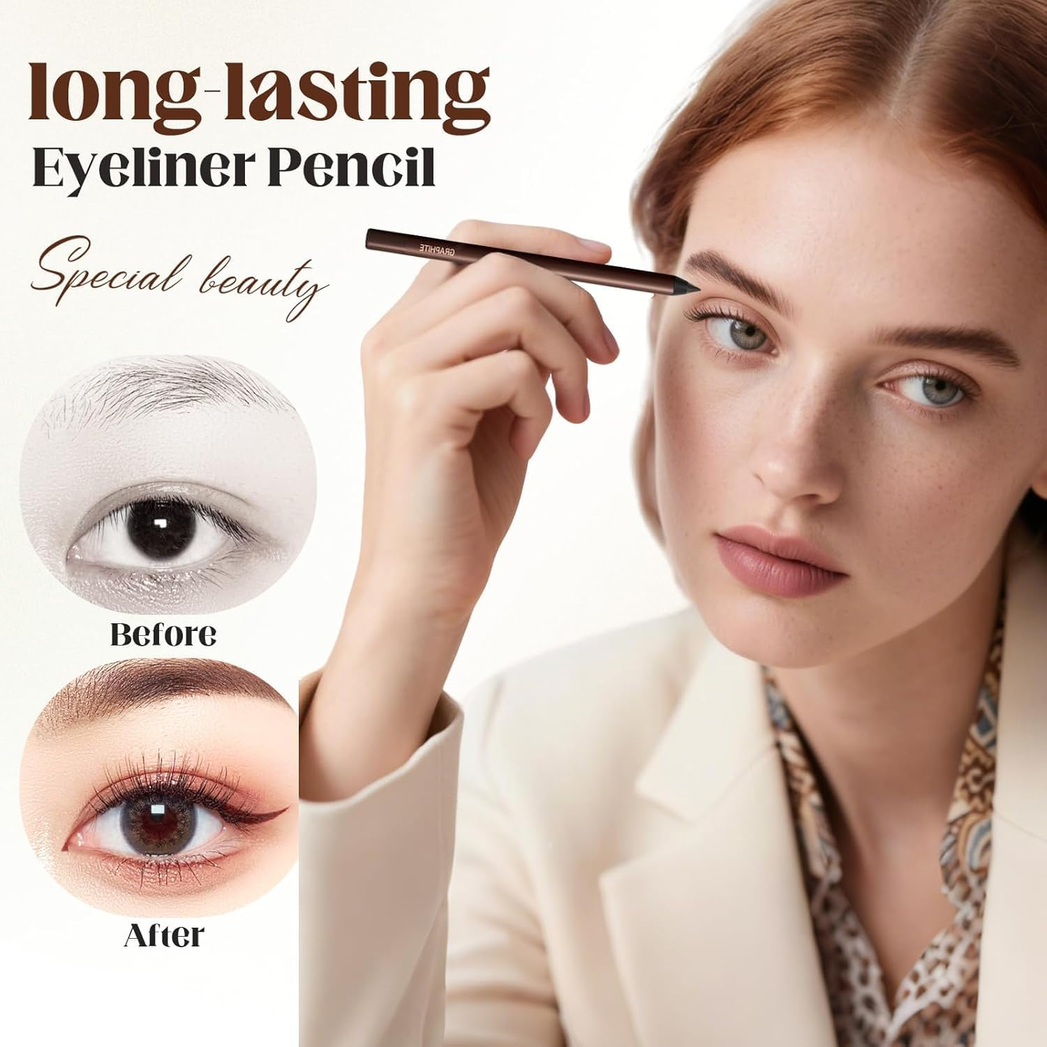 24 HR Waterproof Eyeliner Pencil Duo &ndash; 2-In-1 Sharpenable Eye Liner & Eyebrow Pencil, Smudge-Proof, Long-Lasting, Fading, Smooth Application for Easy Coloring .Waterproof & Sweatproof (Plum) image number 3