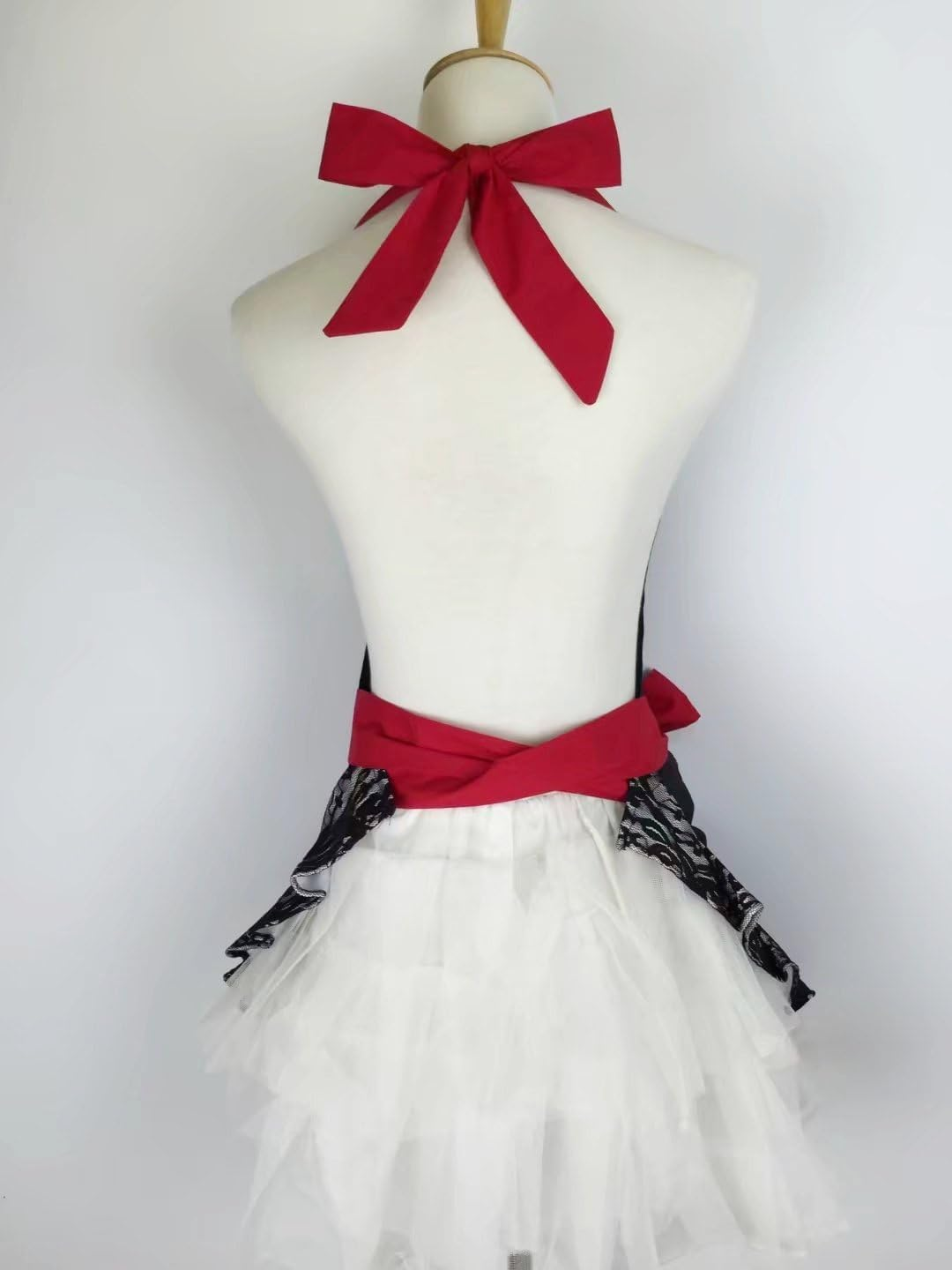 Hyzrz Cute Lace Flirty Apron with Pocket Fun Retro Sexy Cooking Aprons for Women Girls - Red image number 3