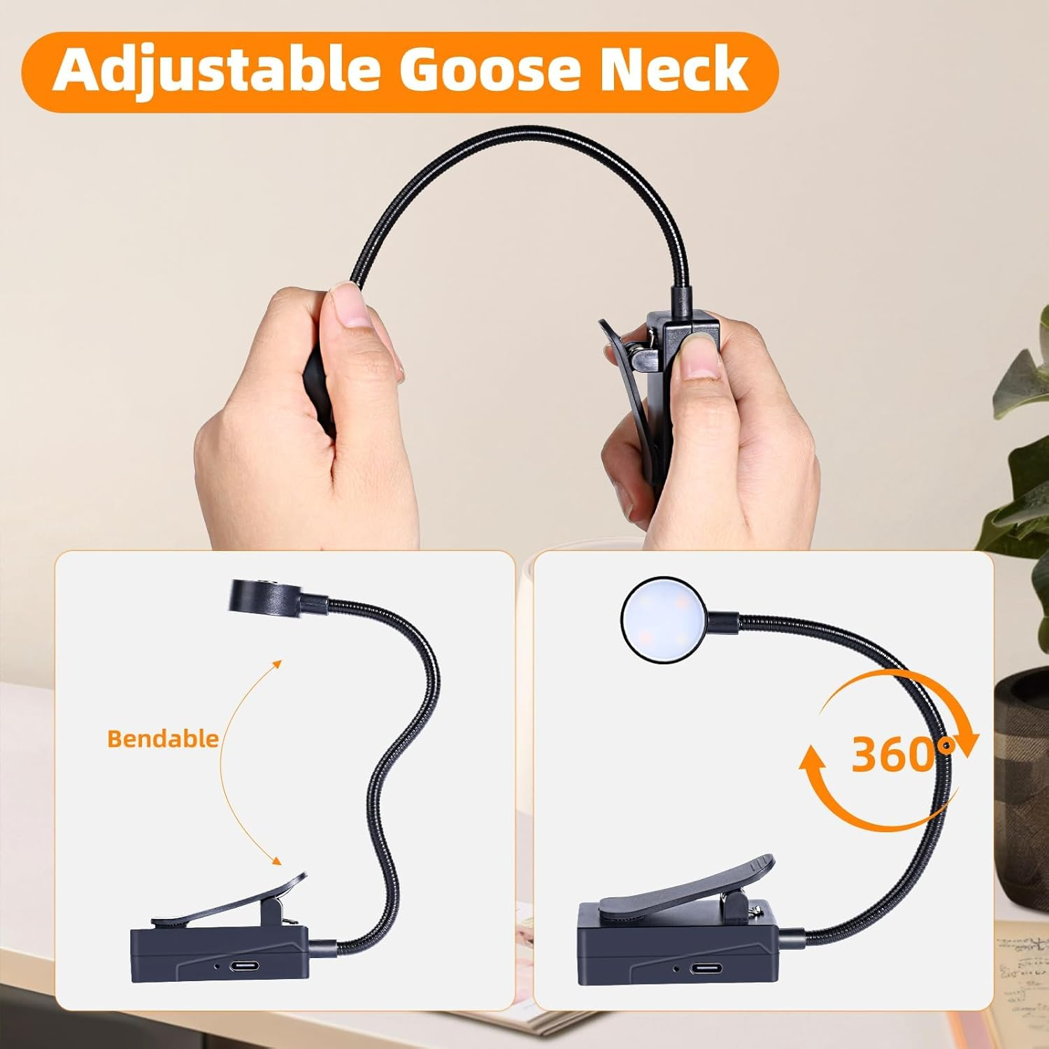 Kunhe 5 Pack Rechargeable Book Light Bulk Clip-On Reading Lights for Books in Bed Long-Lasting 3 Modes & 3 Brightness Levels Compact USB Charging Mini Booklights for Kids Book Lovers Bulk Gifts image number 3