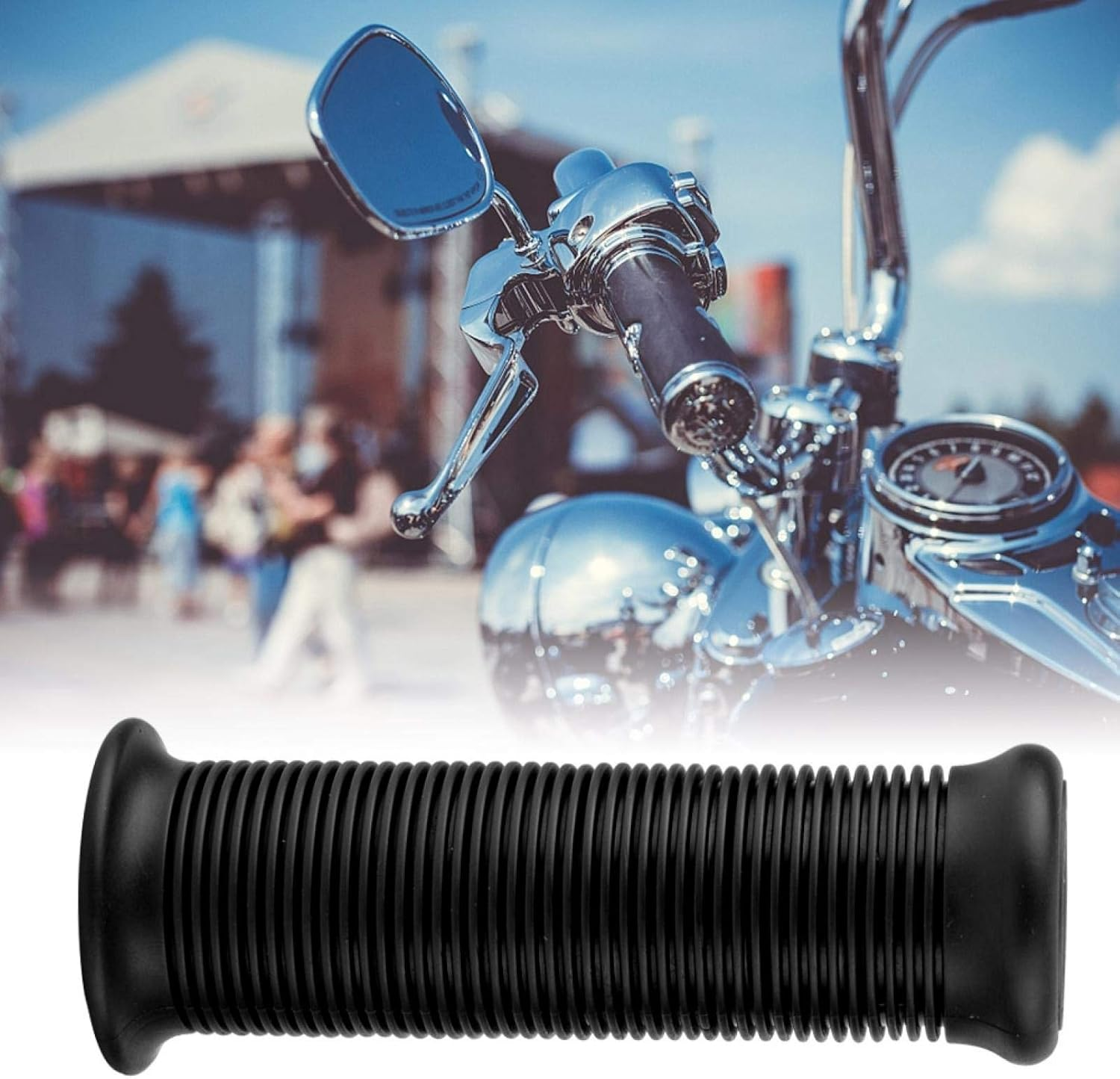 Motorcycle Hand Bar Grips 1Inch 25Mm Universal Motorcycle Hand Bar Grips Non Slip TPU Handle Comfort Hand(Black) for Rubber Motorcycle Grips 1 Inch Handlebar Grips 1 Inch 1" Diameter Grips 1 I image number 3