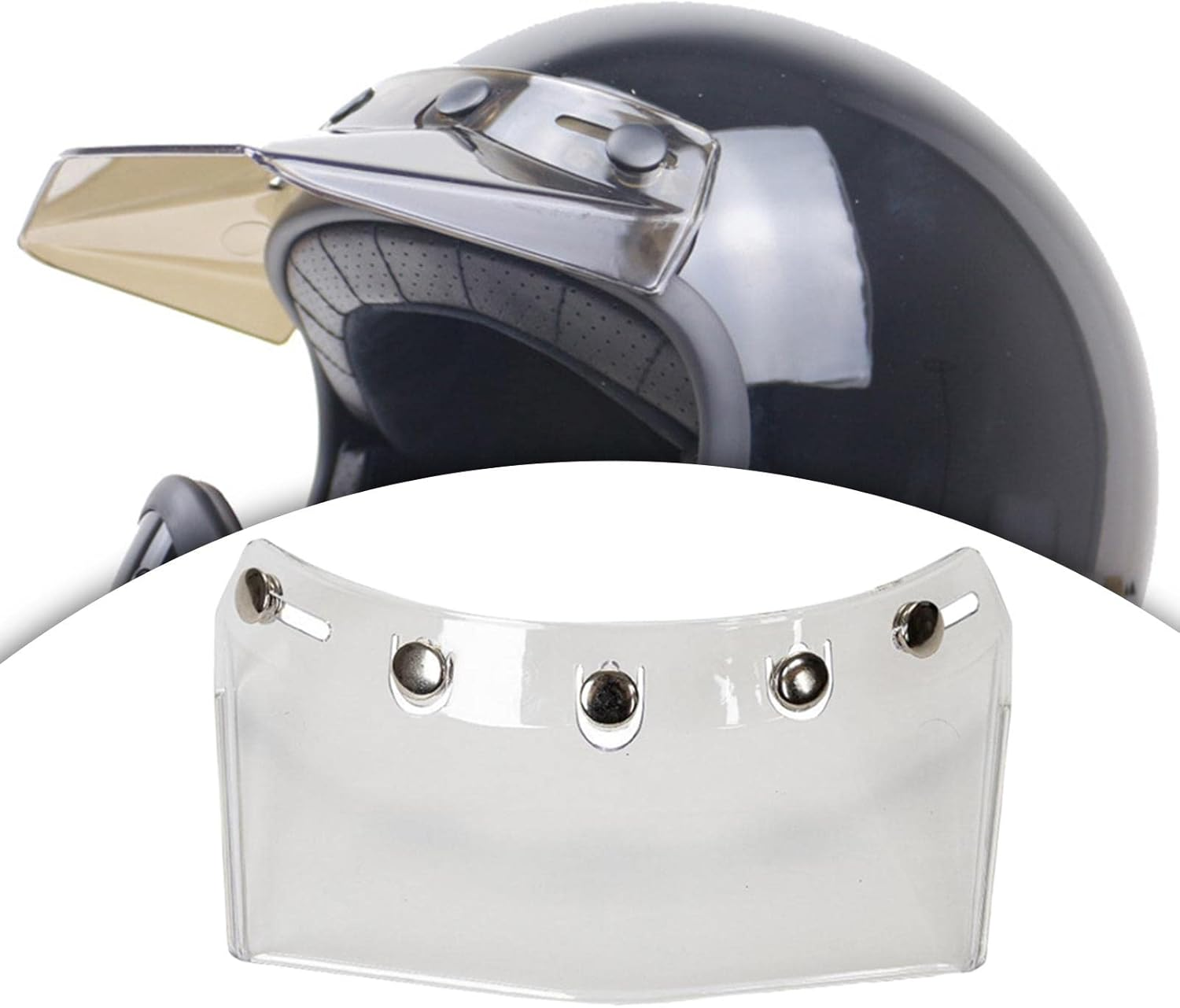 Motorcycle Helmet Visor Peak 5-Snap Open Face Spare Parts Replaces Red Style A image number 4