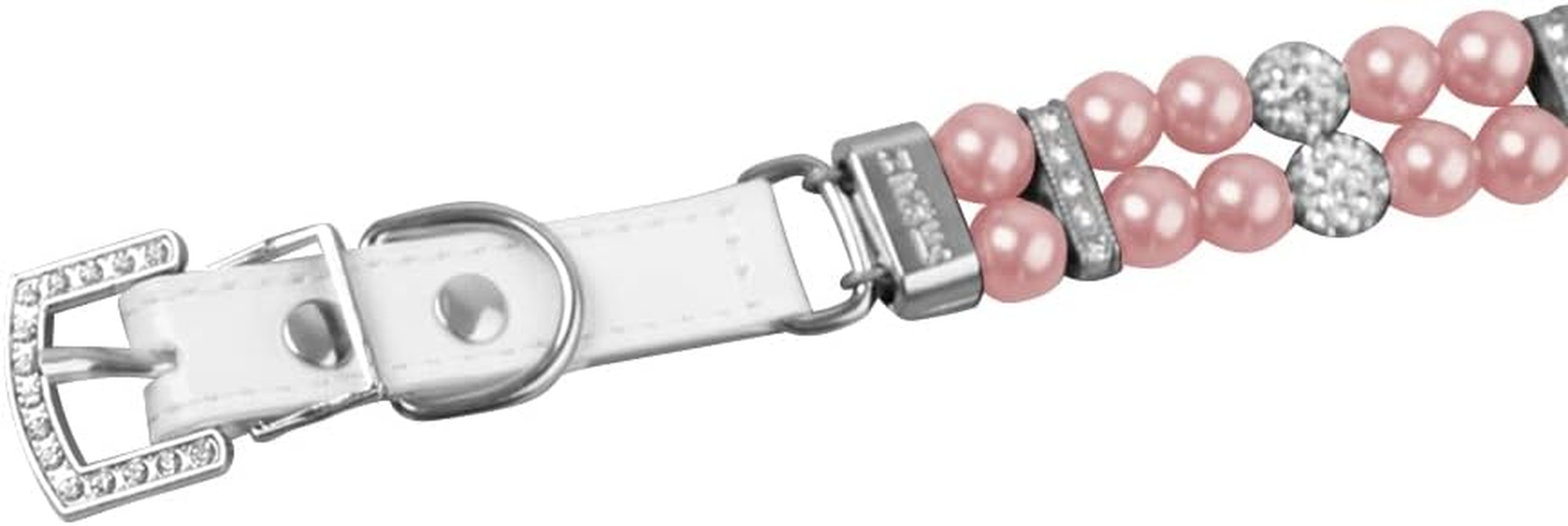 MOTTDAM Bling Rhinestone Pet Dog Jewelry Chihuahua Collar, Pearl Collars, Collar Leather, Necklace Crystal Jewellery Christmas Decor for Puppies Cat Pet(L Pink 1.5X37CM) image number 4