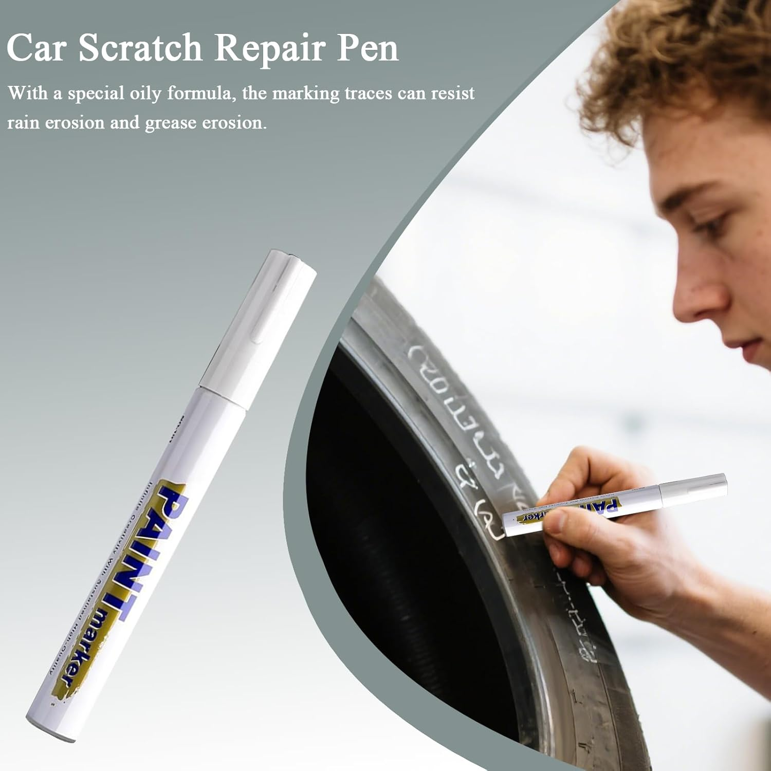 Car Touch up Paint Pen | Vehicle Swirl Removal Pencil - Waterproof Scratch Renew Pen for Buffing Rubbing Polishing Detailing Paint Correction Automotive Restoration - White image number 2
