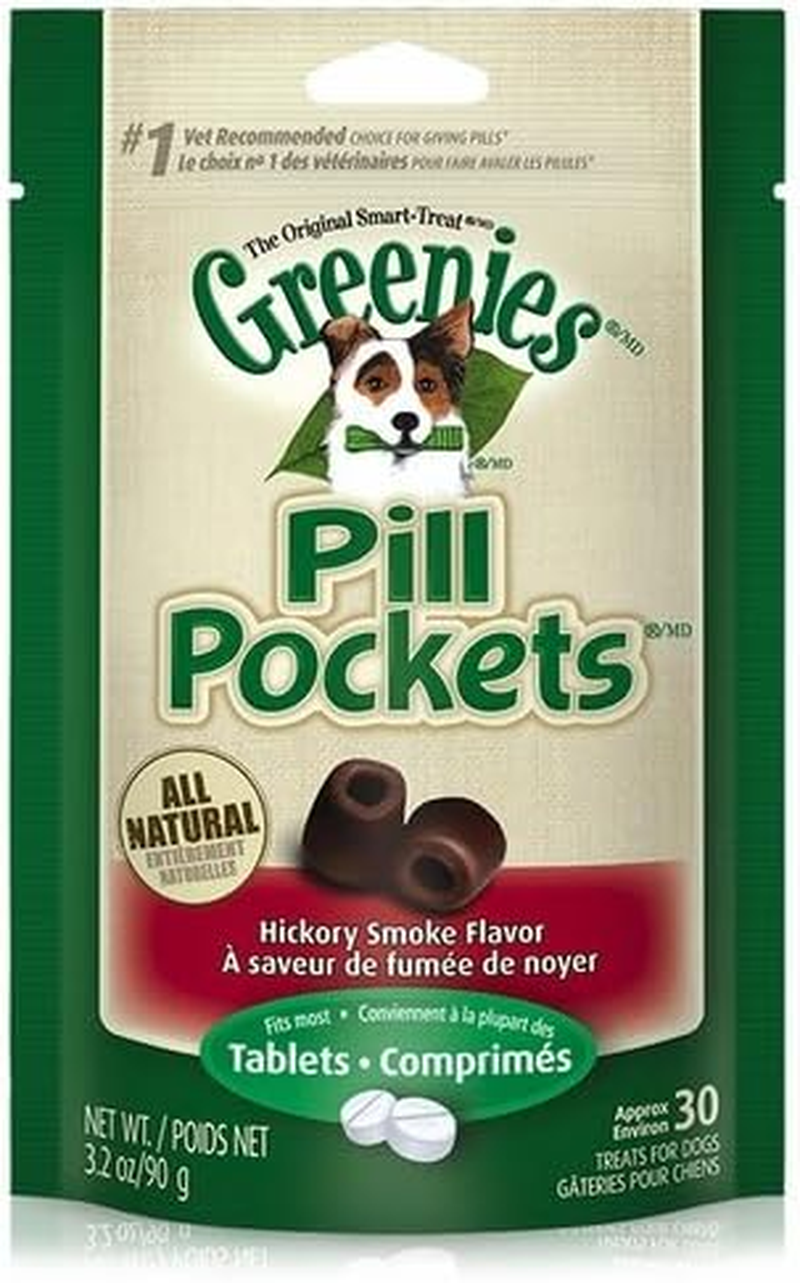 Greenies Pill Pockets Small Size Soft Dog Treats for Tablets, Hickory Smoke Flavor, Made with Natural Ingredients plus Minerals & Trace Nutrients, 3.2 Oz. (30 Count, Pack of 1)