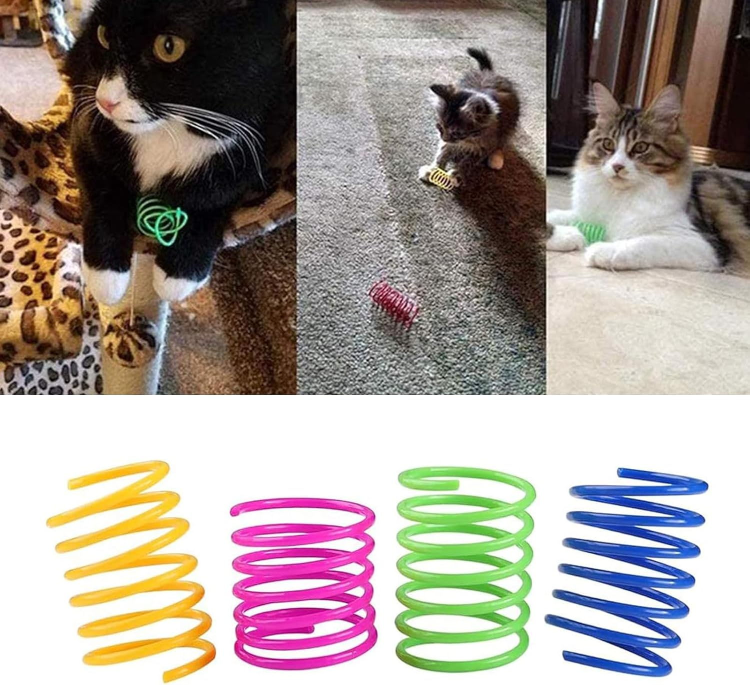 Spiral Toy Cat Toy Cat Spring Toy, 4 Colours, Colourful Wide Colourful Spiral Feathers, Spring Toy, Lightweight, Durable Plastic, Biting, Hunting, Pet, 40 Pieces image number 2