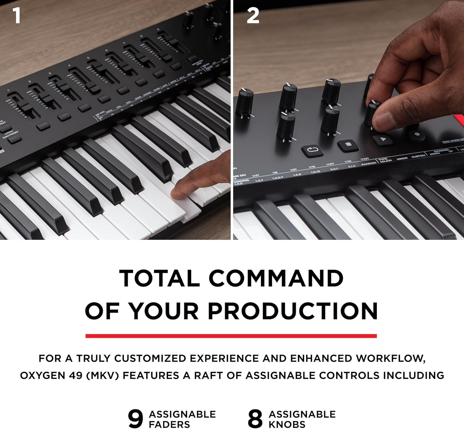 M-Audio Oxygen 49 (MKV) &ndash; 49 Key USB MIDI Keyboard Controller with Beat Pads, Smart Chord & Scale Modes, Arpeggiator and Software Suite Included image number 3