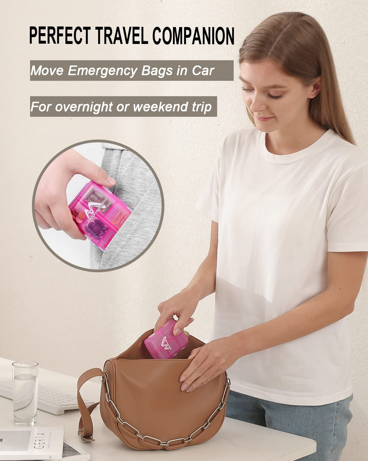 Muchengbaovier 7 Day Pill Box with 10 Compartments - Handy Medicine Box Easy to Open (Four Colours Mixed) - Gray image number 3