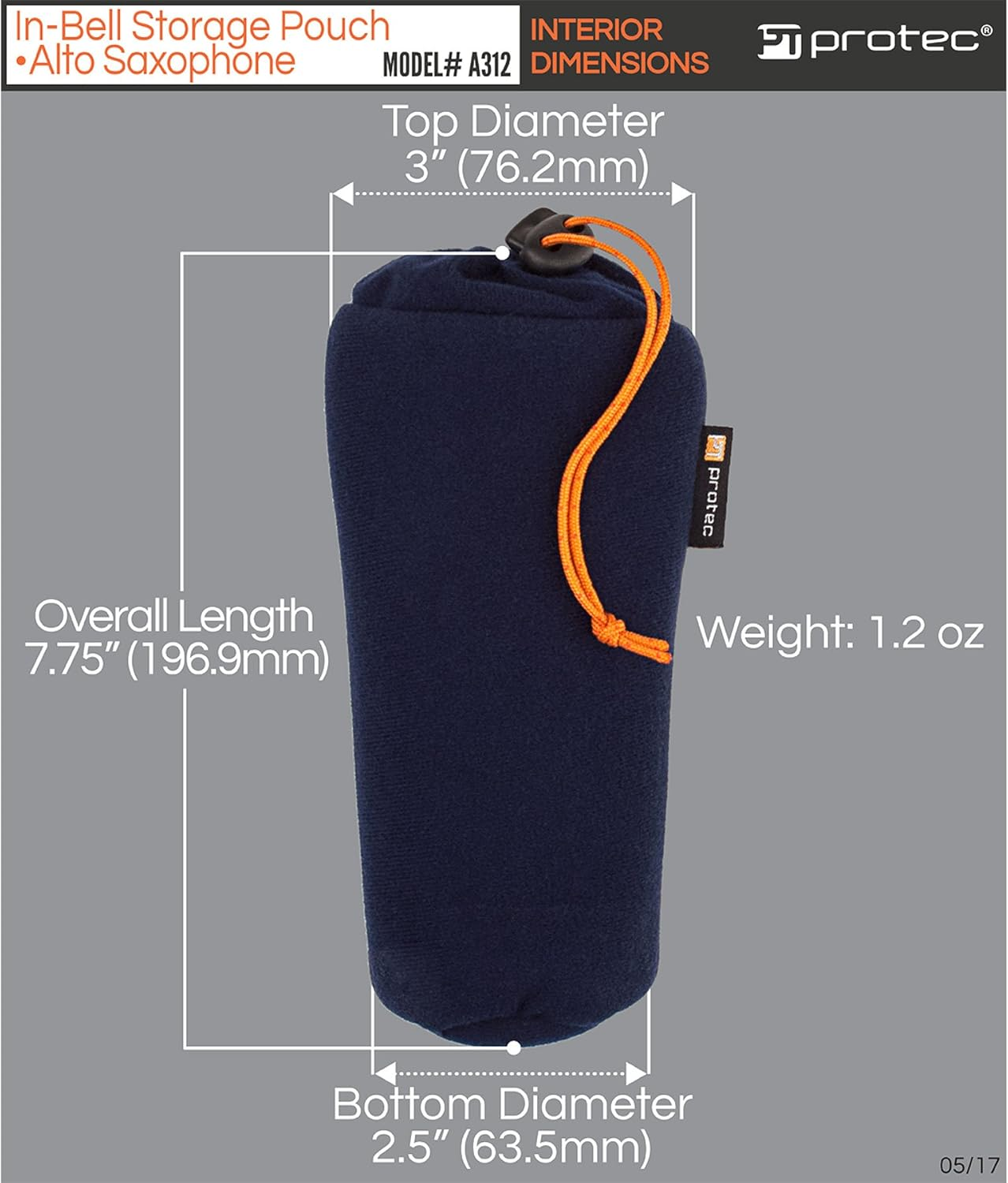 Pro Tec Softly Padded In-Bell Storage for Alto Saxophone by Protec (Model# A312) (