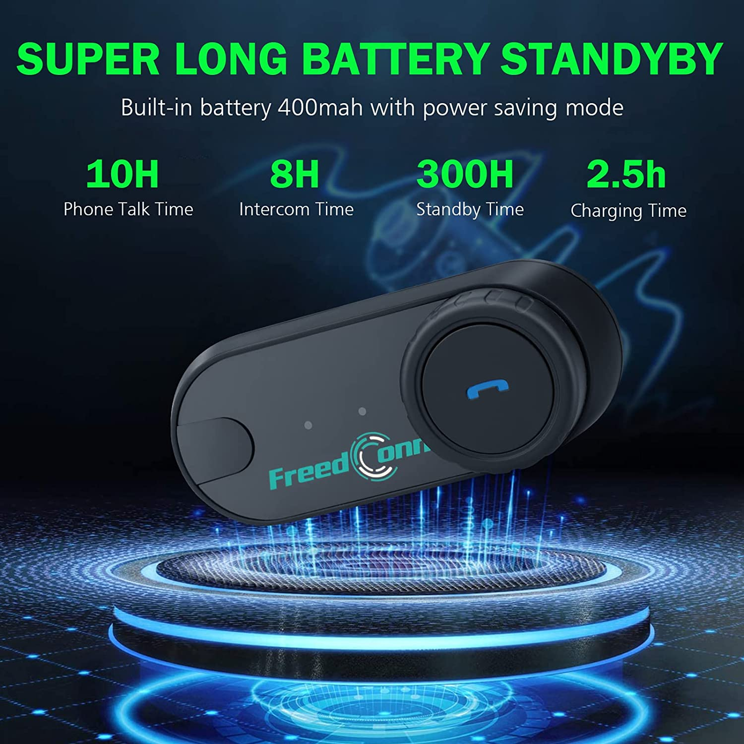 Freedconn T-COM VB Motorcycle Bluetooth Headset: Motorbike Communicaton System BT5.0 Helmet Intercom for 2 Riders 800M Intercom/Music Share/Universal Pairing/Boom&Soft 2In1 Mic image number 1