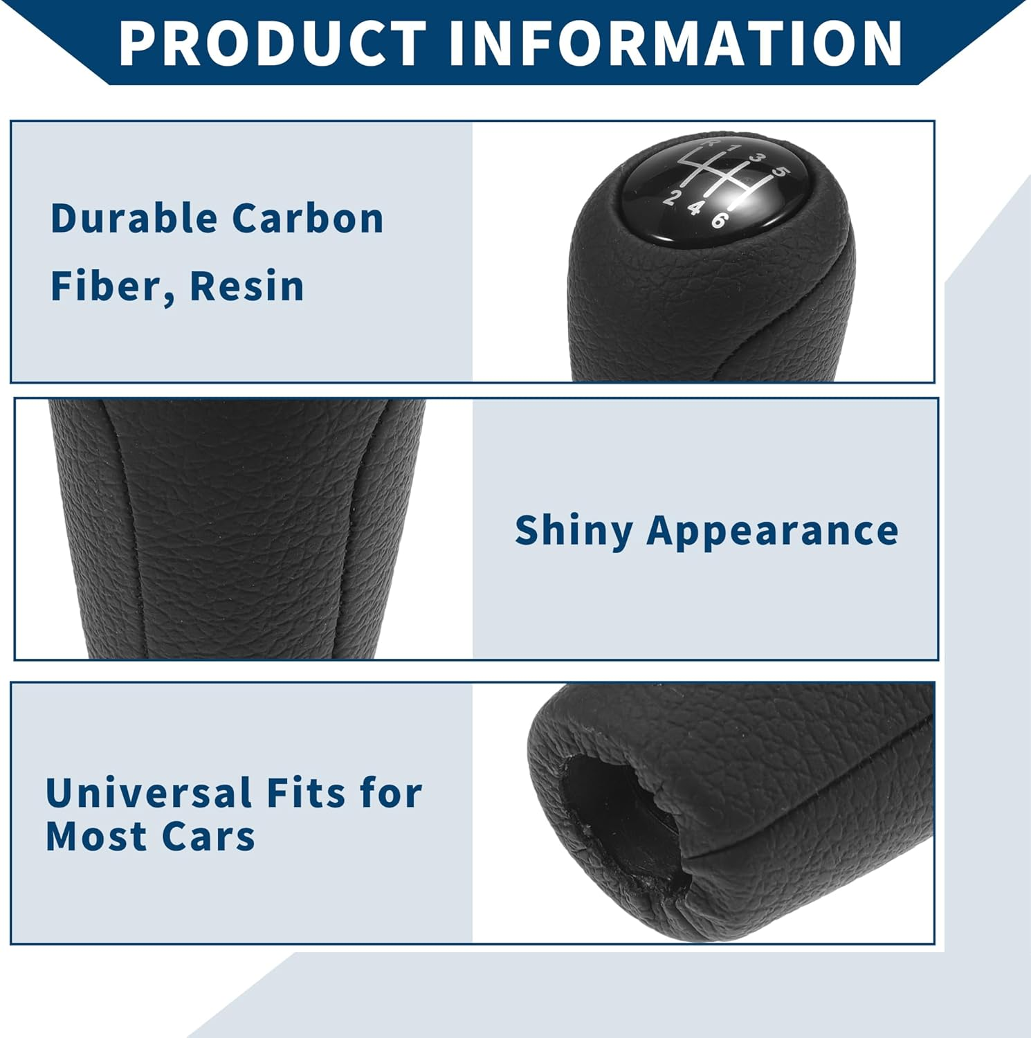 6 Speed Manual Gear Shift Knob for Mazda 3 2010-2013 / Front Automotive Gearbox Stick Shifter Lever Knob Durable Faux Leather Plastic / 1 Pcs Black