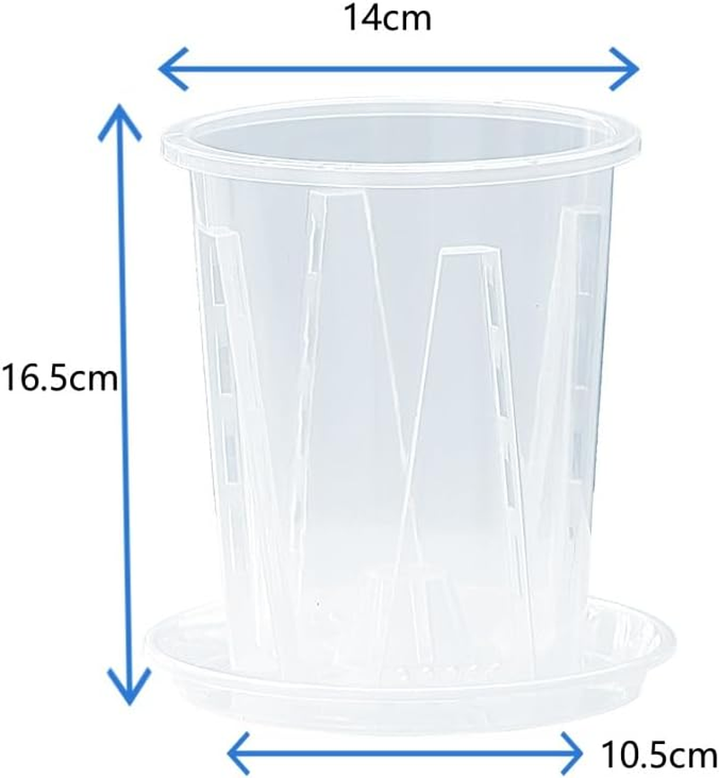 5 Piece of 14 Cm Clear Plastic Plant Pots with Holes and Saucers, Breathable for Orchids, Succulents and Houseplants. image number 3