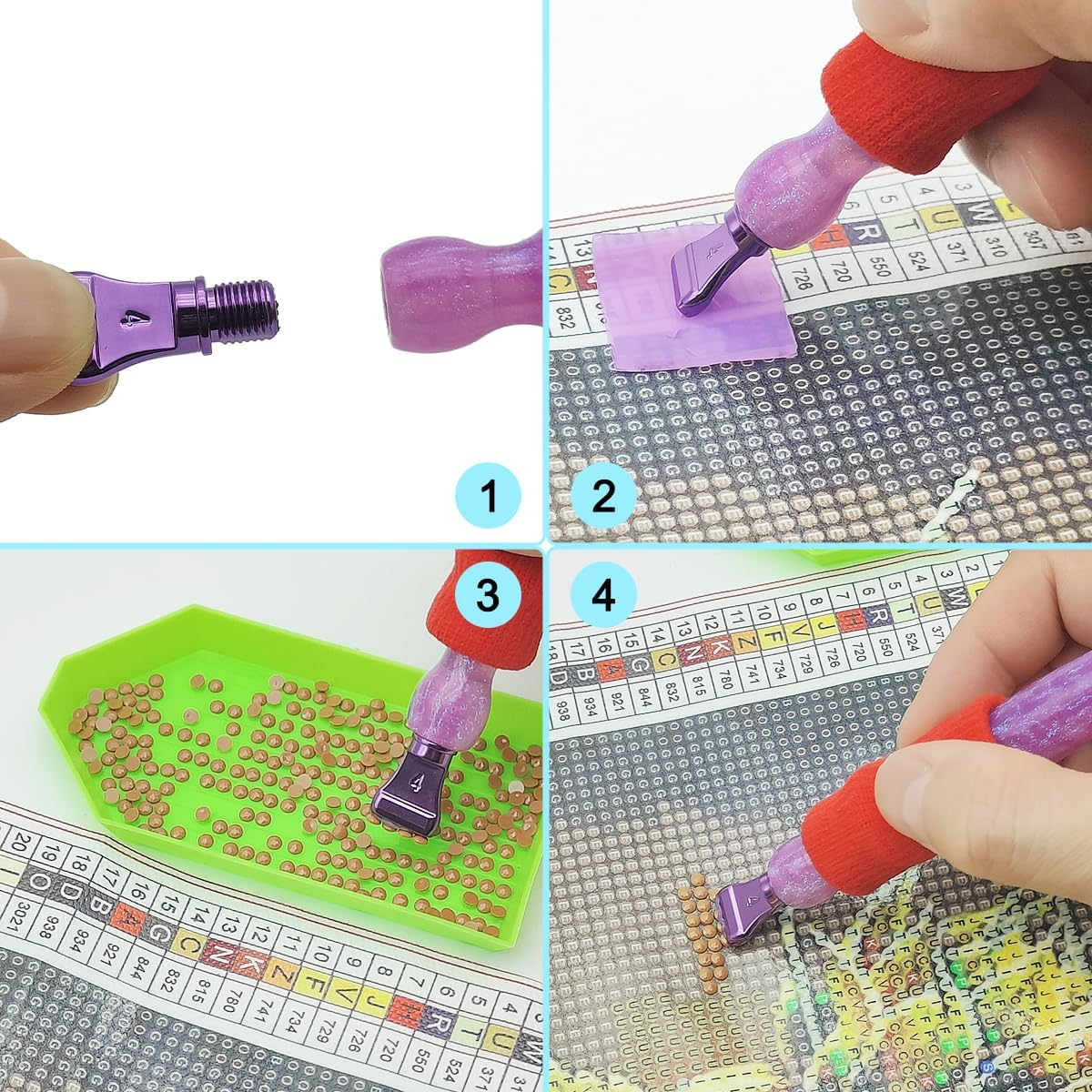 SENHAI 24 Pcs New Diamond Paintings Pens Kits, Colorful Diamond Art Pens Purple Metal Tips Screw Thread Tips Diamond Paintings Accessories Tools for DIY Painting Crafts image number 5