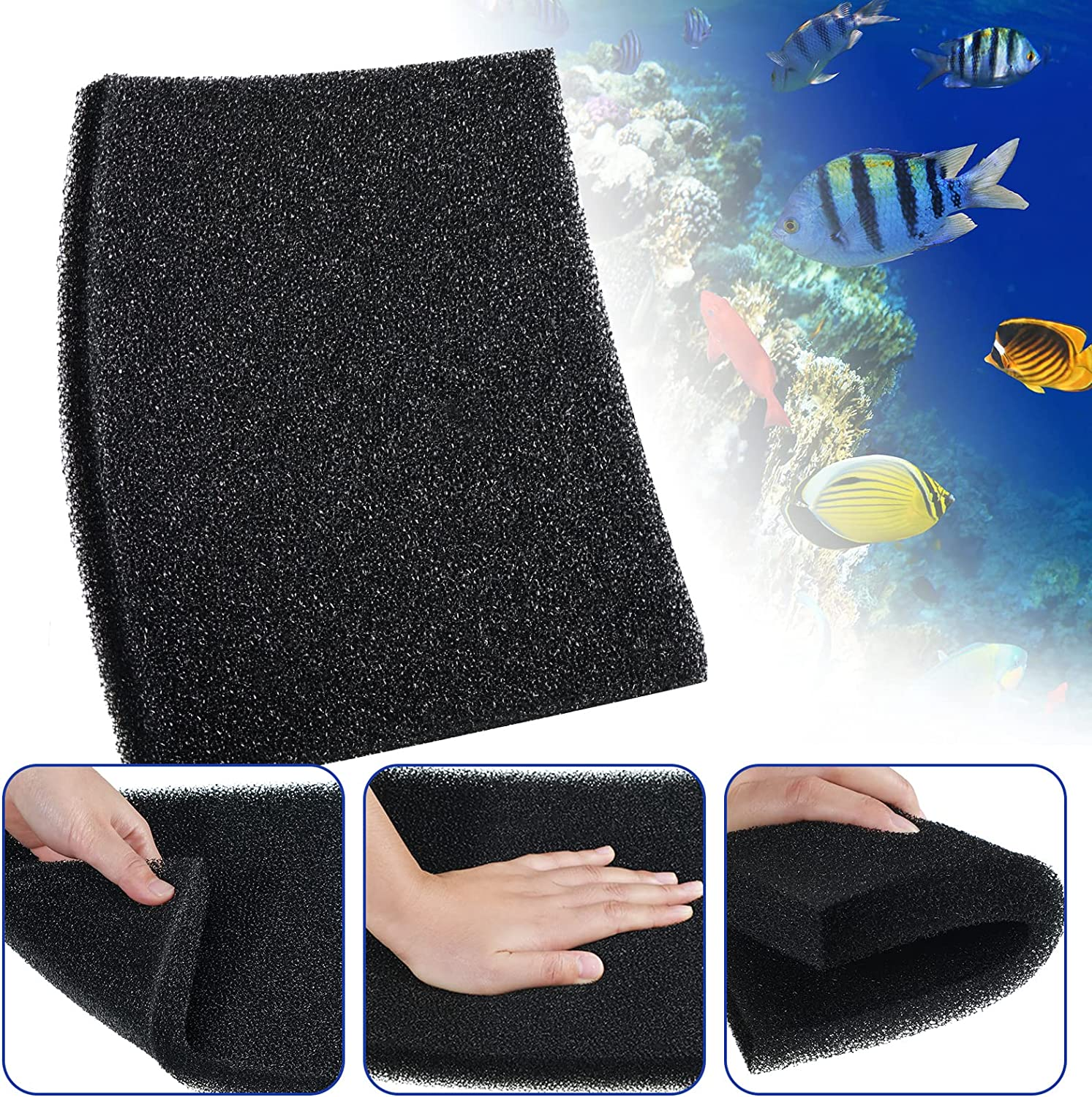 Tondiamo 3 Pieces Aquarium Sponge Filter Pad Media Cut to Fit Foam for Fish Tank Filters Replacement Fish Tank Cleaner Open Cell Foam Sponges for Dishes image number 4