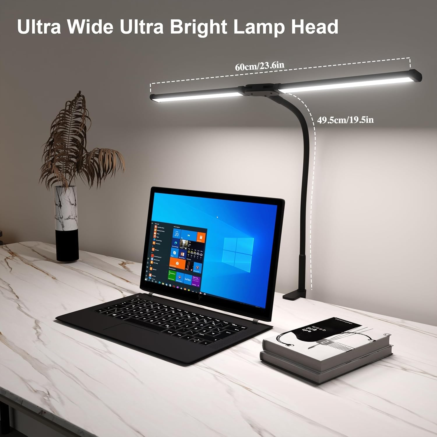Adjustable LED Desk Lamp with USB Port &ndash; 12W Dual-Head Clamp Lamp, 3 Color Modes & 10 Brightness Levels &ndash; Eye-Caring Light for Office, Reading, Studying, Drafting, Sewing, Dorm Room image number 1
