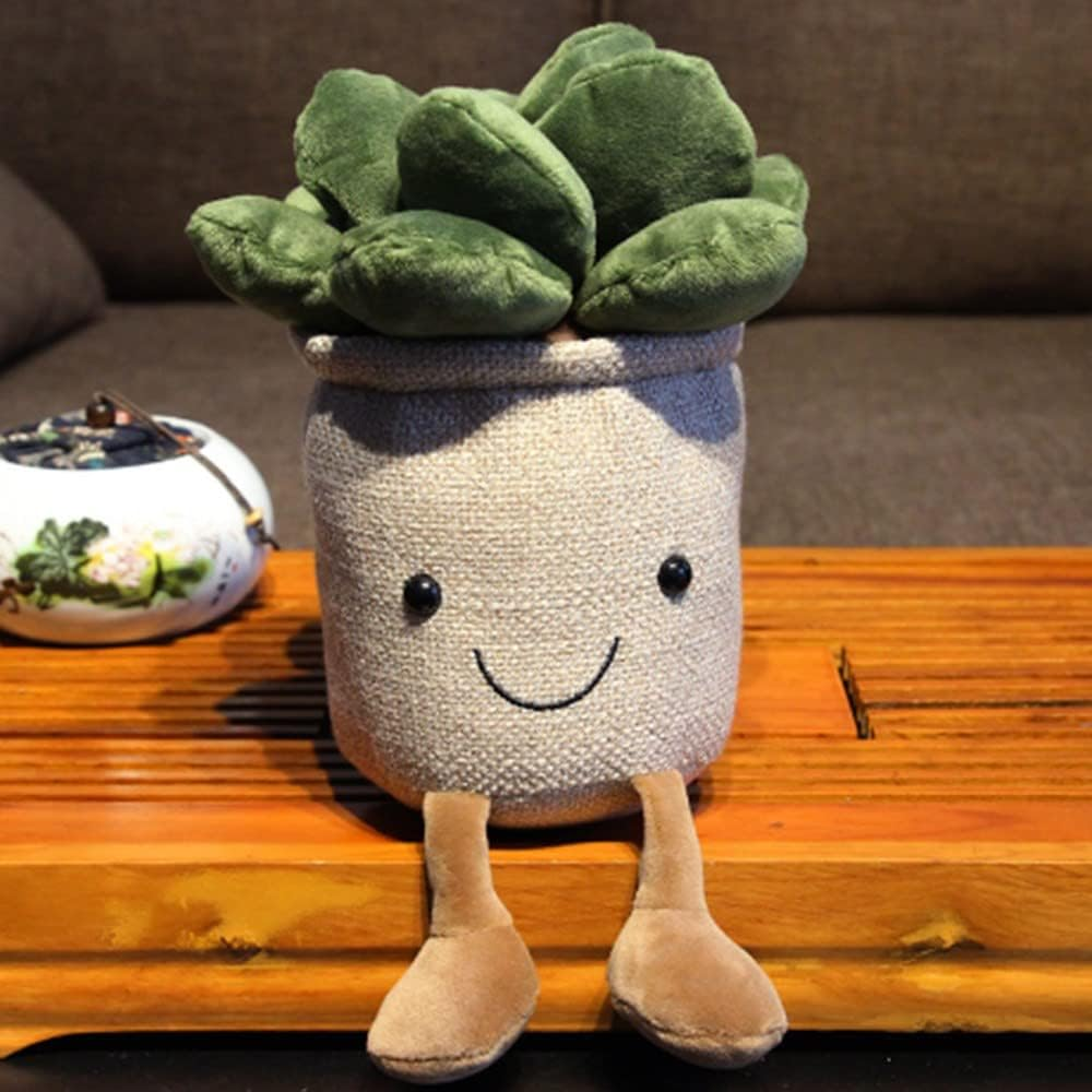 OUKEYI 9.8 Inch Succulents Plush Toy, Flower Pot Stuffed Plushie Pillow Decoration, Cute Soft Plants Throw Pillow for Christmas Birthday Gifts (Khaki) image number 6
