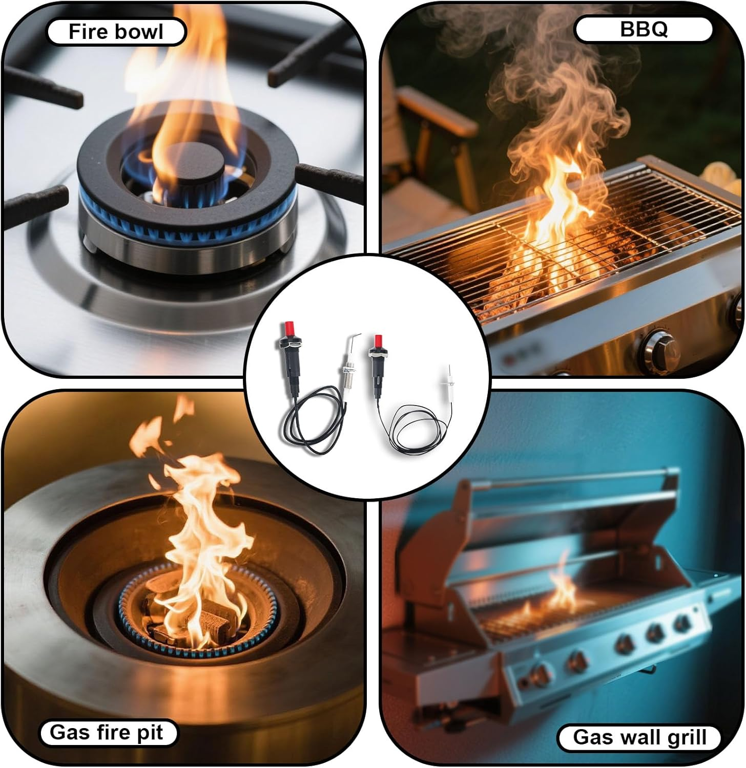4Pcs Propane Push Button Piezo Igniter Kit, with Ceramic Electrode & Long Wire, Piezo Spark Igniter for Oven Fireplace Gas Grill Heater Stove image number 1