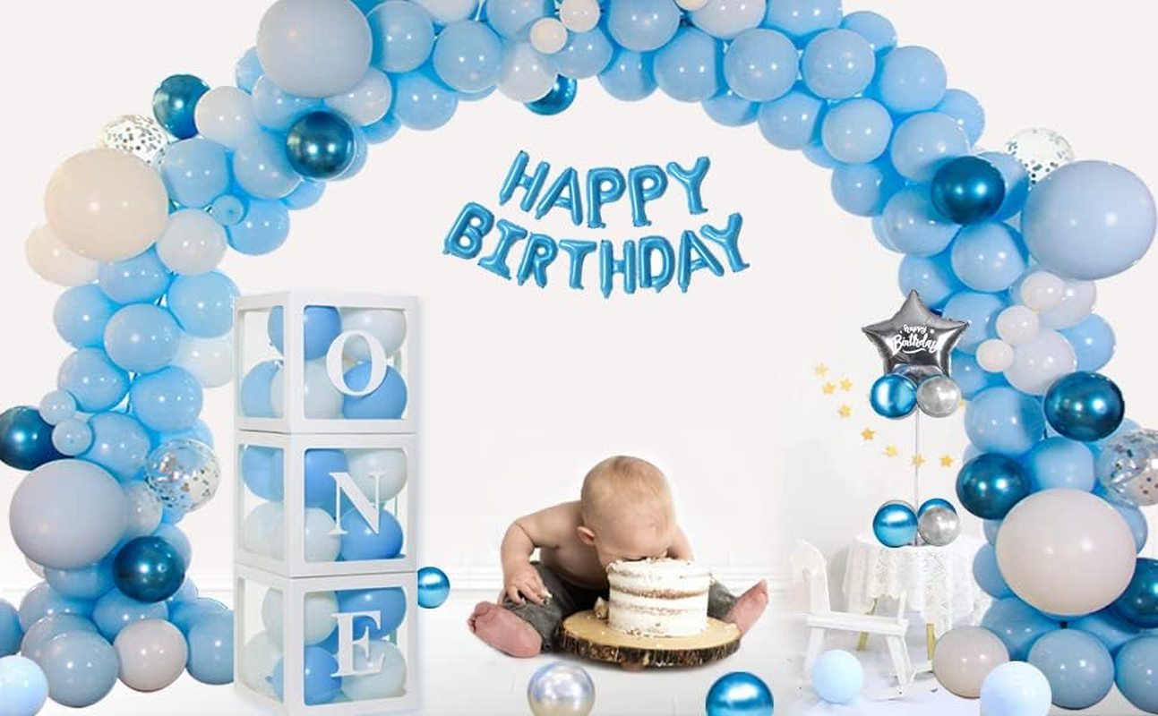 YALLOVE Baby Boxes for 1St Birthday, ONE Letters for Baby Shower Decoration, White Transparent Balloon Gift Box - Silver-One image number 7