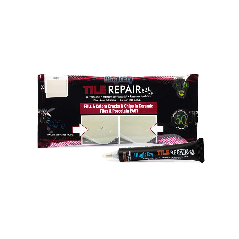 Magicezy Tile Repairezy: Deep Chip Filler: Fixes Ultra Deep Cracks, Holes and Damage in Ceramic Tiles - Porcelain Epoxy Tile Repair Filler - Lifetime Durability Protection (Off White)