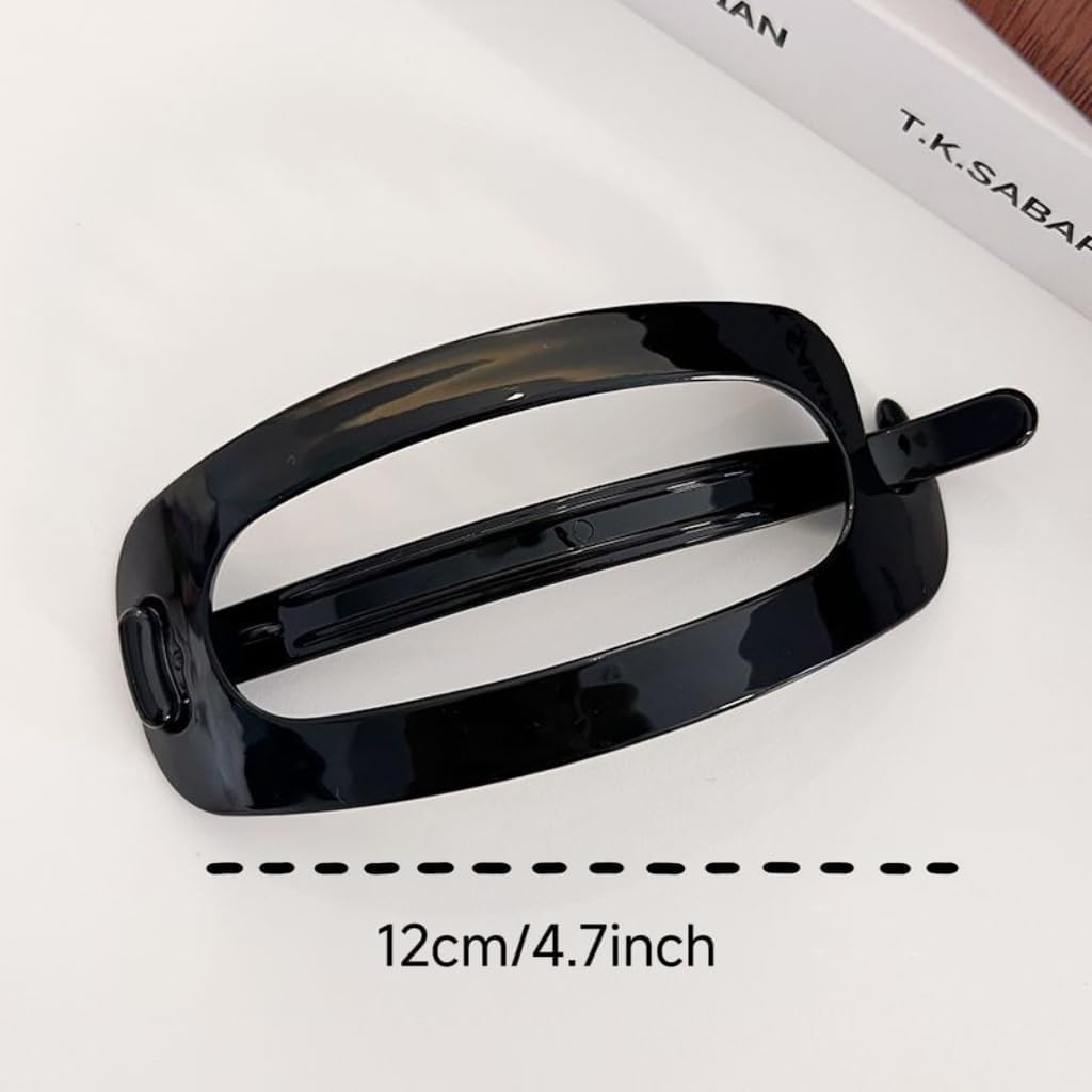 French Concord Curved Hair Clips - 4Pcs Plastic Bun Ponytail Oval Clips, Flat Claw No Slip Duckbill Clips for Hair image number 1