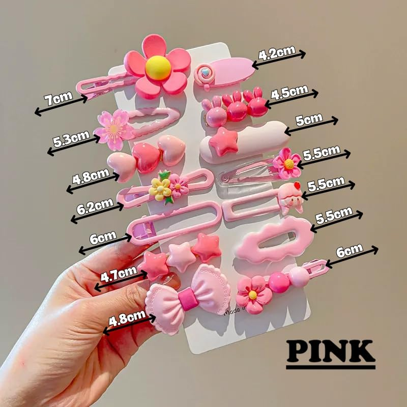 124-Piece Kids Hair Accessories Set, 14 Pcs Decorative Hair Clips with Hearts Stars Flowers Bows, 100 Hair Ties, 10 Bobby Pins (Pink) - Purple image number 5