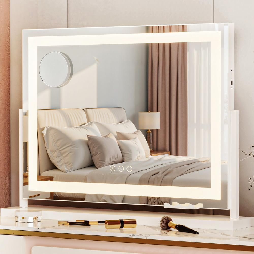 Embellir Makeup Mirror 58X46Cm 360～ Rotatable Vanity Mirror with Lights Bright Light Strip 3 Colour Temperatures Adjustable Brightness image number 1