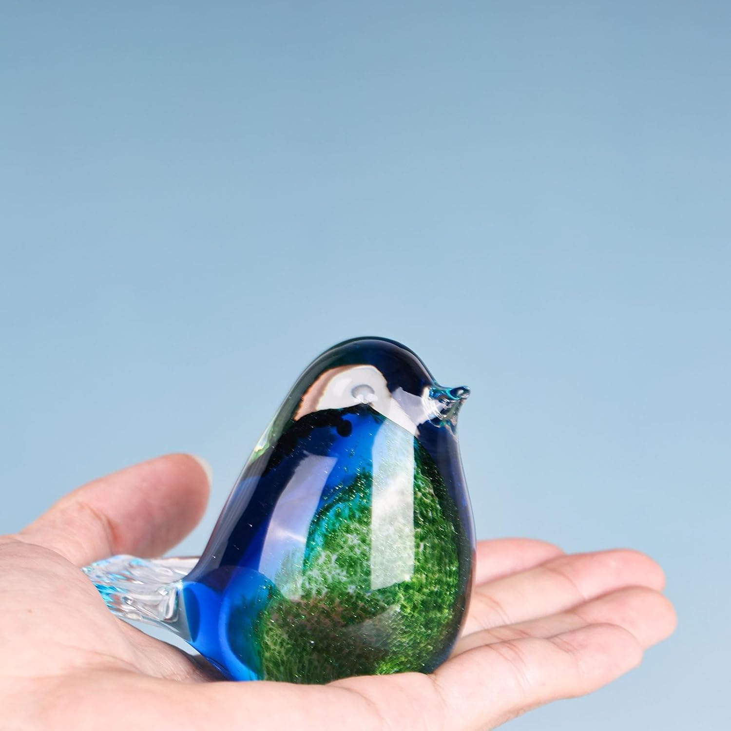 XMGZQ Hand Blown Glass Birds Figurines,Glass Animals Paper Weight,Modern Style Decorative Ornaments for Living Room,Bedroom,Farmhouse,Office Desktop,Bookshelf,Coffee Table,Cabinets,Bird Art Decor image number 5
