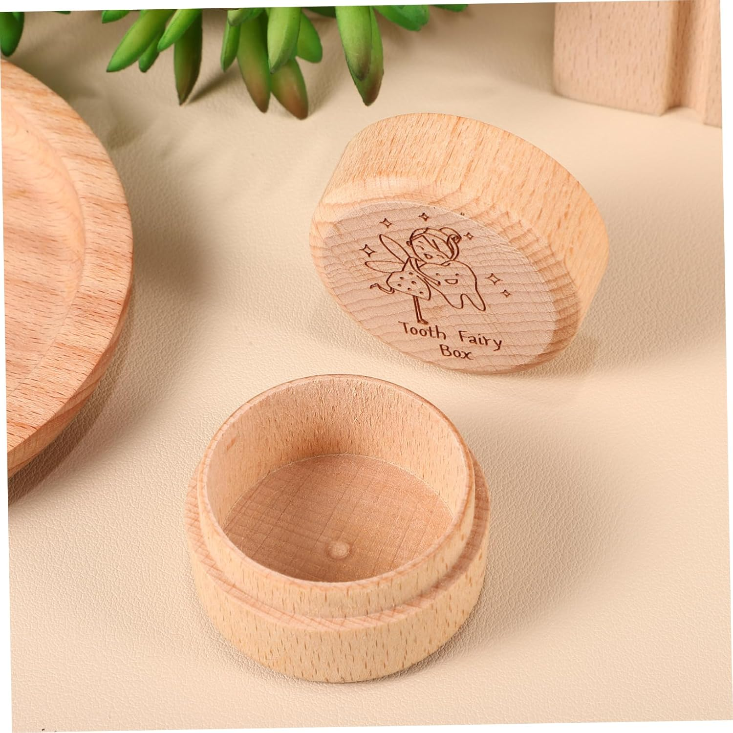 Wooden Tooth Keepsake Box for Cute Tooth Fairy Box with Smooth Edges and Tight Seal for Boys Natural Grain Storage for Teeth image number 5