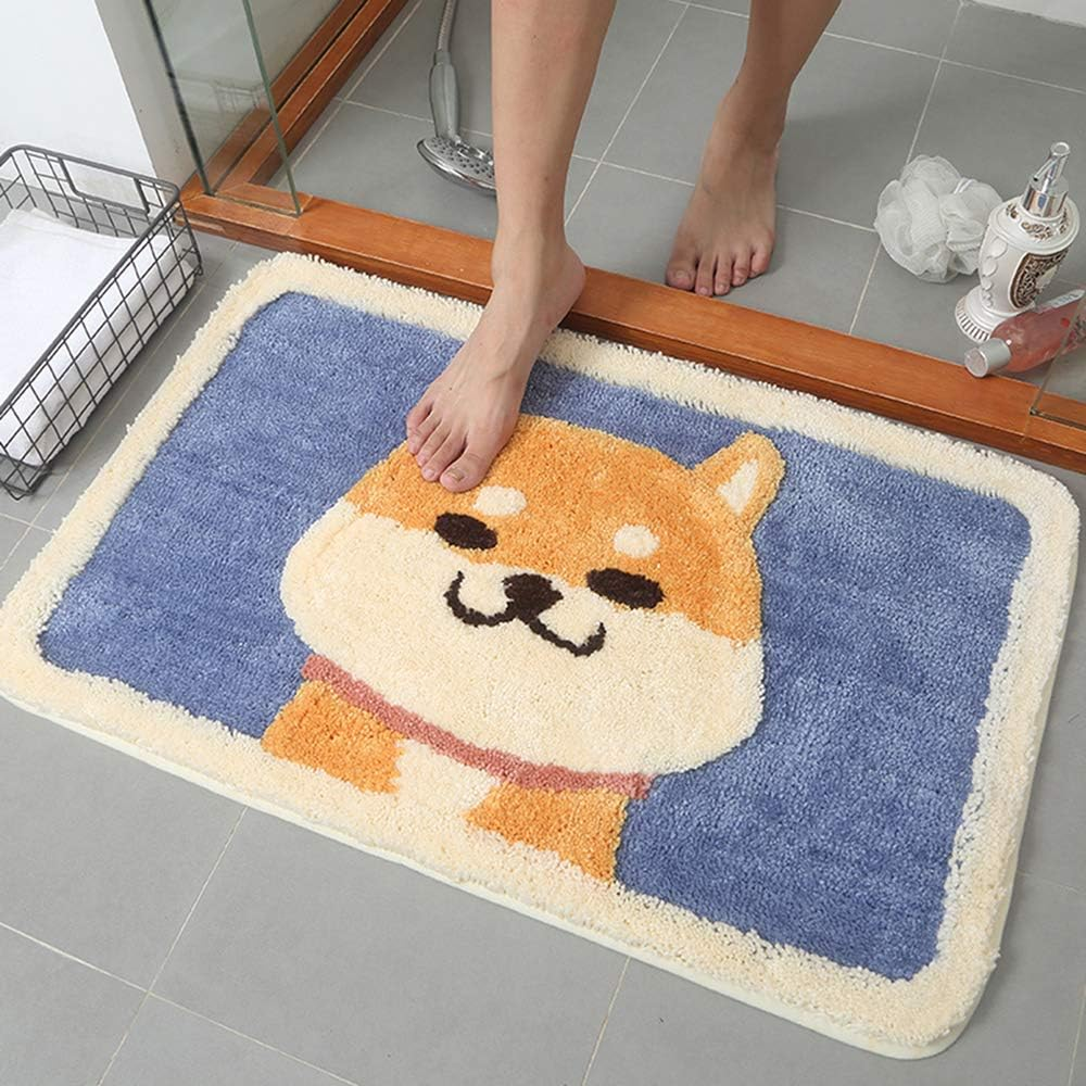 Ankah Bath Mat Cute Shower Rug, Luxury Shaggy High Absorbent and anti Slip, Machine Washable Fit for Bathtub, Shower and Bath Room, 18" X 26", Cute Dog
