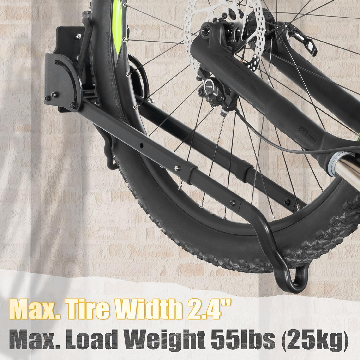 Cyclingdeal Bike Wall Mount Rack - Vertical Adjustable Foldable Bicycle Parking Rack - for 20"-29" MTB 700C Road Bikes Home Garage Storage - Max. Tire Width 2.4" - 1 Pack image number 4