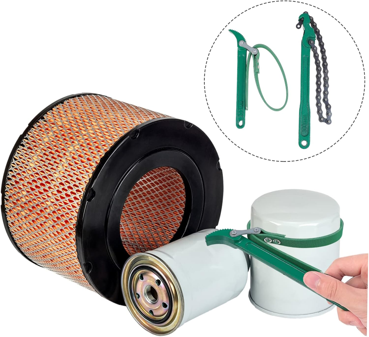 KALLORY Chain Filter Spanner and Oil Cleaner Wrench 2Pcs Set Carbon Steel Maintenance Removal Tools for Automotive Oil Filter Repair and Replacement