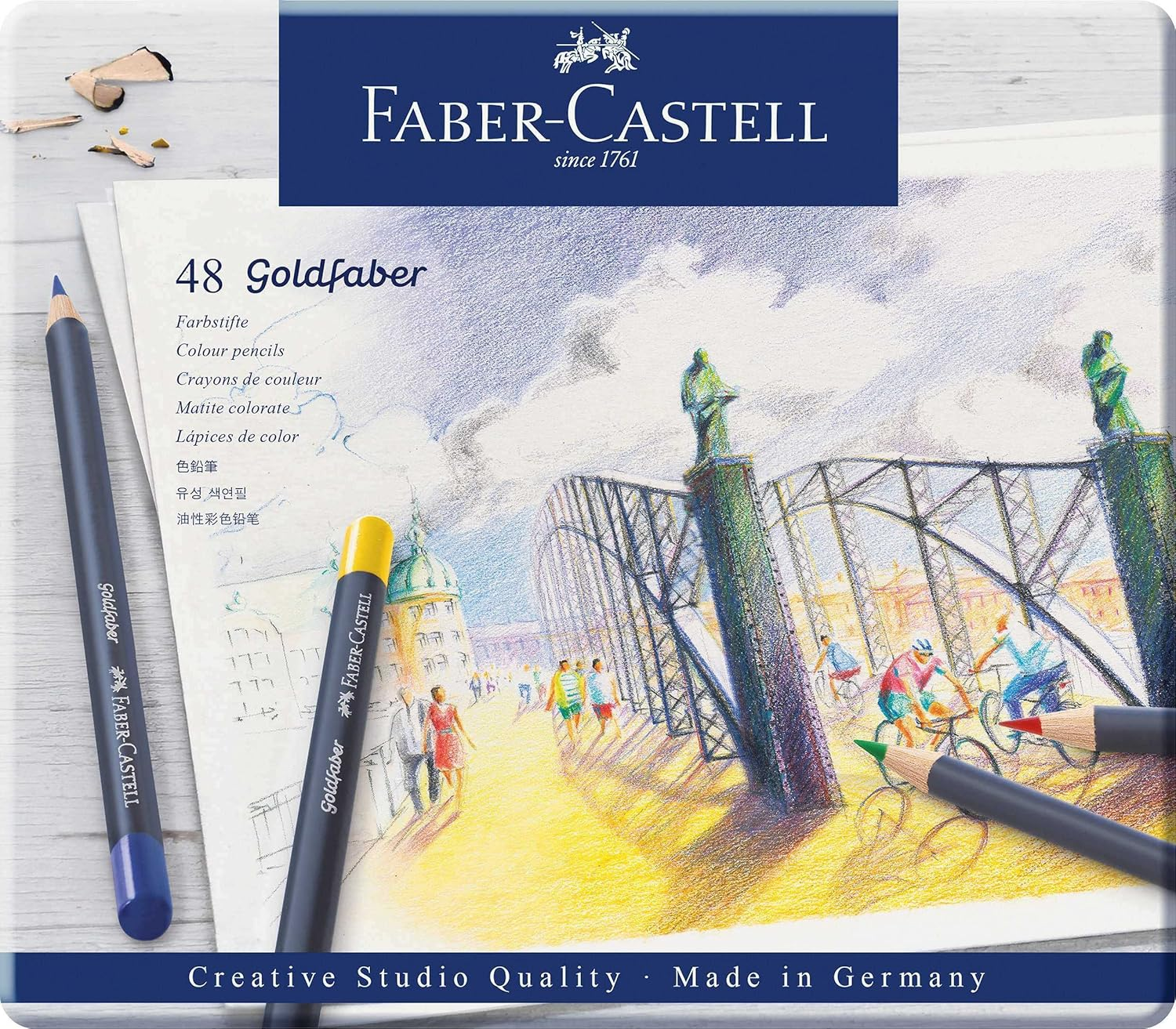 Faber-Castell Vibrant Goldfaber Color Pencils, Assorted &ndash; Tin of 48, (18-114748) image number 6