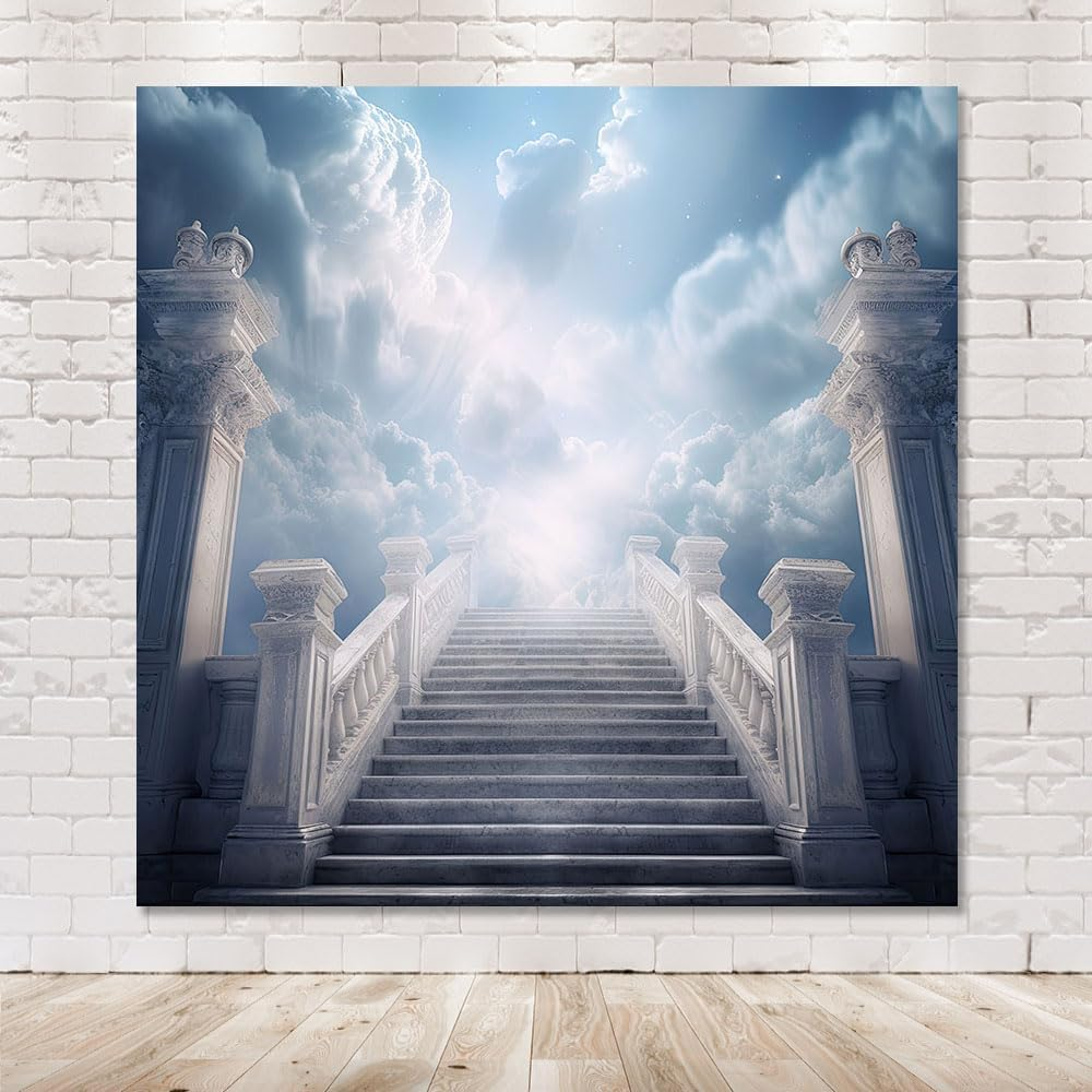 MEHOFOND Photography Backdrop Sky Blue Sky White Clouds Backdrop Adult Child Portrait Baptism Funeral Anniversary Church Decoration Banner Photo Gallery Props 2.4