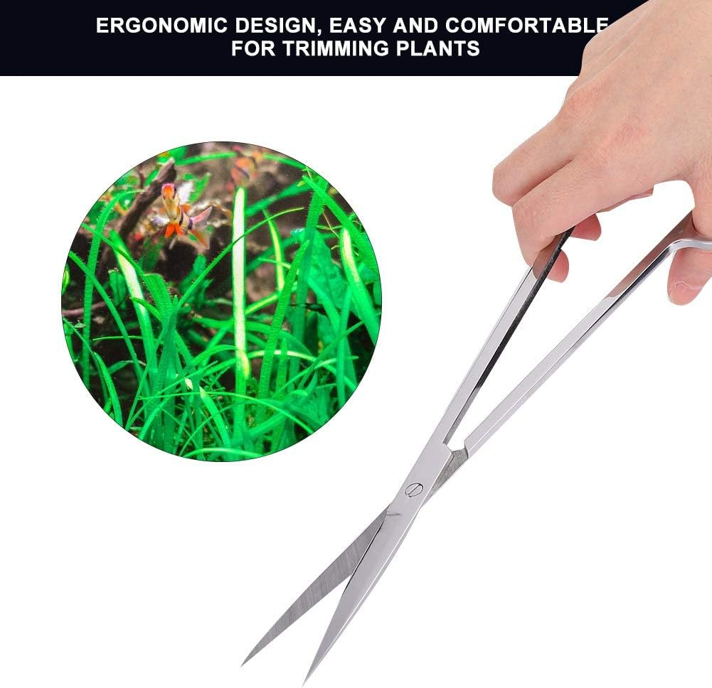 Stainless Steel Aquatic Plant Scissors Shears Aquatic Weed Cutter Aquarium Tank Water Plant Scissors Tools Fish Tank Starter Kits (Straight Cut) image number 4