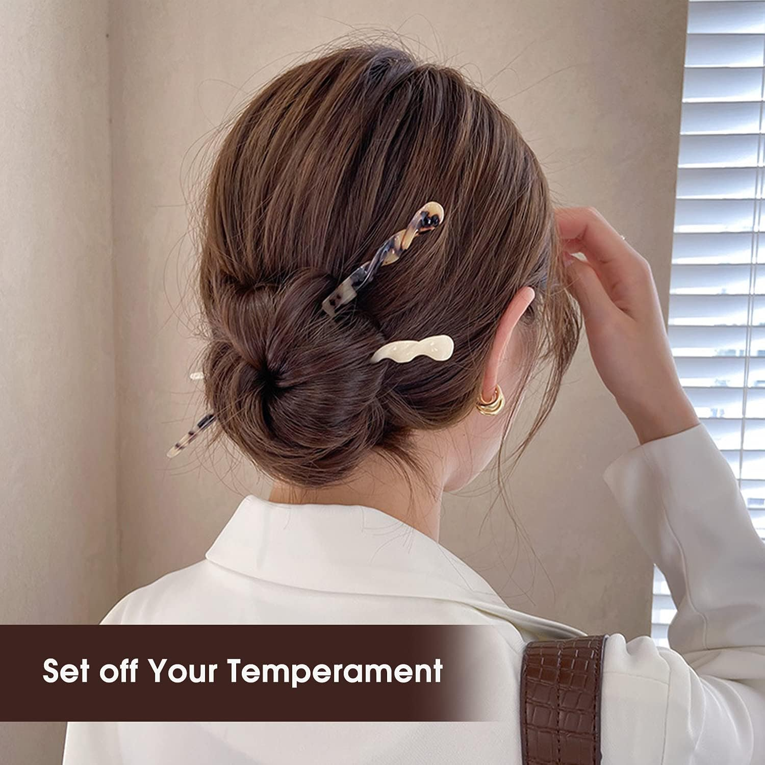 10 Pieces Acetate Hair Sticks Leopard Print Hair Pins, Tortoise Shell Hairpin Vintage Hair Chopsticks Retro Hairpins Disk, Hair Accessories for Women Girls (Vintage) image number 3