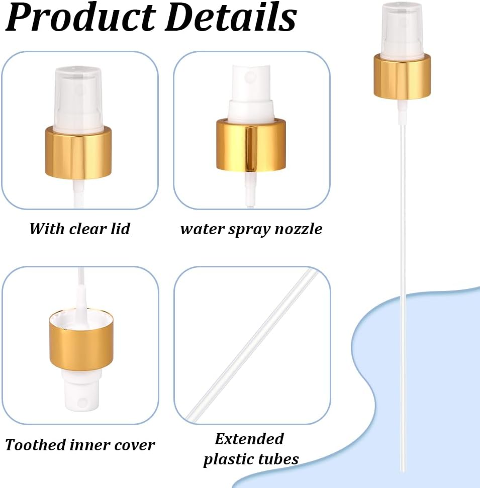 WEBEEDY Pack of 20 2 Colours Spray Bottle Caps 24/410 Fine Spray Atomiser Reusable Nozzle Spray Head Replacement for Perfume Cosmetics Garden Cleaning Christmas (Gold Silver) image number 4