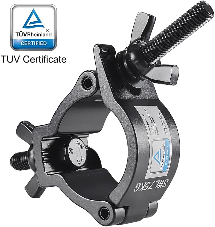 Truss Clamp Stage Light Clamp, 10PCS Gzhuonan Professional 35-40 Mm Aluminium Black Small Size Light Clamps with TUV Certified, Heavy Duty 165LB Lighting Clamps, Fit for 1.4-1.6 Inch OD Tube/Pipe image number 6