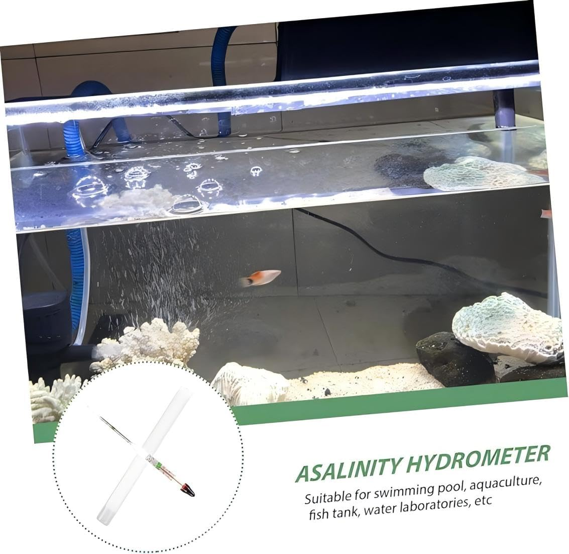 Seawater Fish Tank Density Meter, Saltwater Meter Salt and Brine Hydrometer Sea Water Quality Tester Aquarium Salinometer Aquarium Areometer Glass Plastic Sea Salt Water